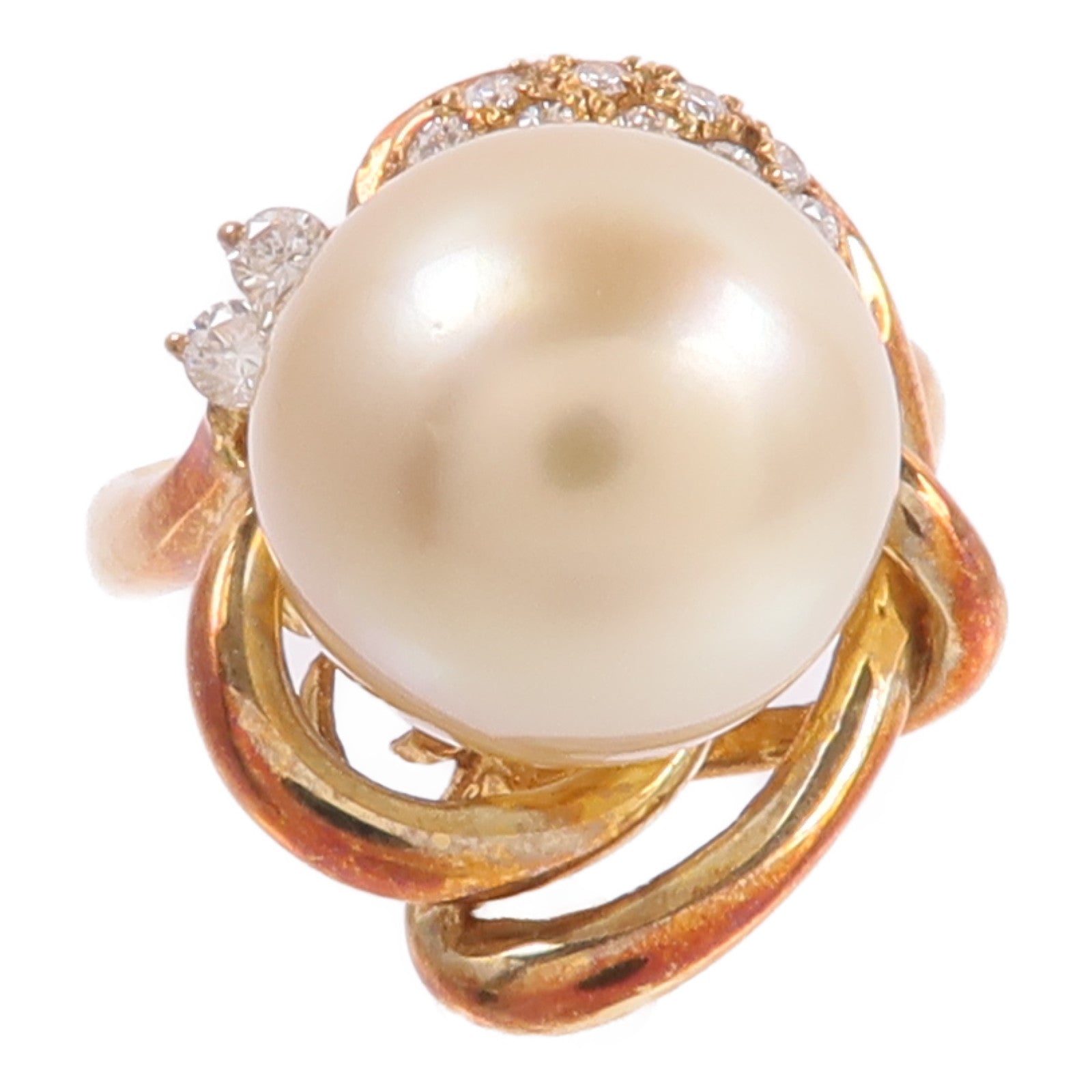 JEWELRY 【激減優惠】18K黃金Pearl Diamond Ring珍珠/鑽石戒指