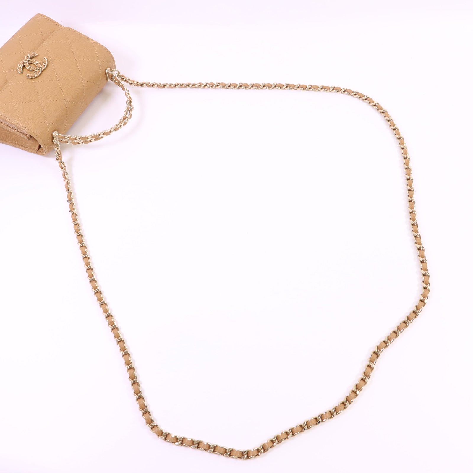 CHANEL 牛皮皮革Mini Top Handle Flap Bag金扣手挽肩背兩用袋