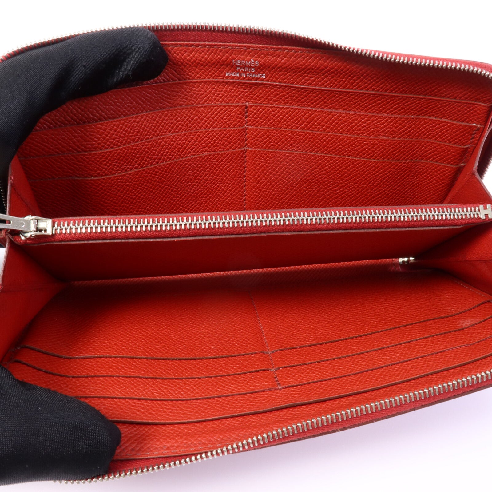 HERMES 【激減優惠】Epsom皮革Azap Wallet銀扣長錢包Rouge