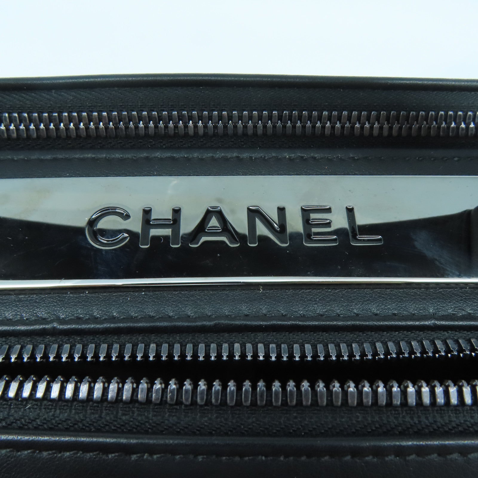 CHANEL 【激減優惠】羊皮皮革Chain Shoulder銀扣手挽肩背兩用袋黑色