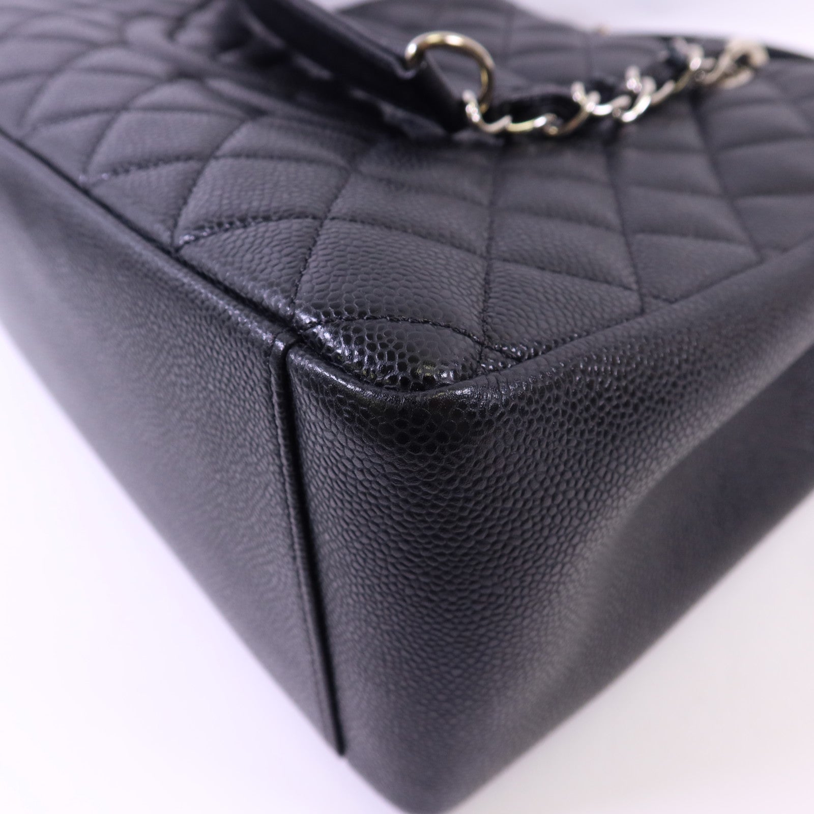 CHANEL 牛皮皮革GST Grand Shopping Tote Bag銀扣鏈帶肩背袋