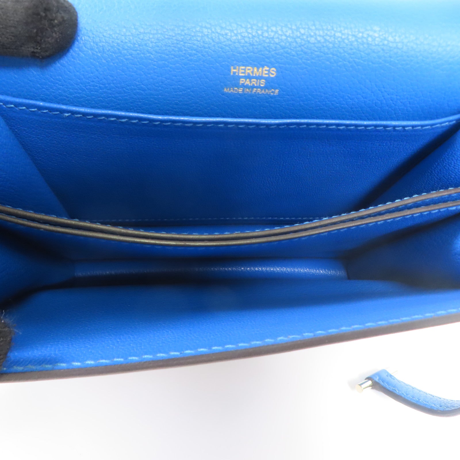 HERMES Evercolor皮革Mini Roulis金扣肩背袋Blue Hydra