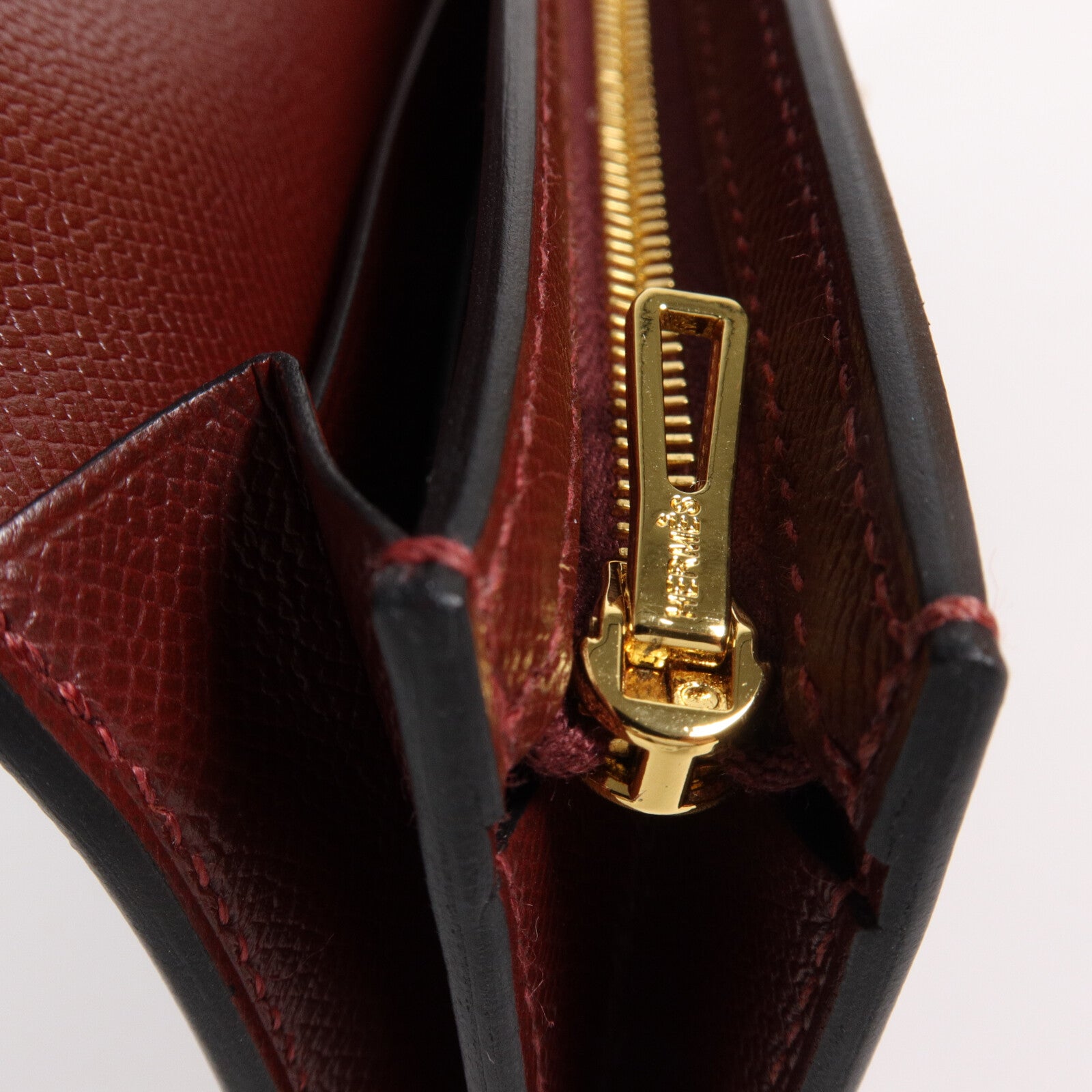 HERMES Madame皮革Kelly Pocket Long Wallet長錢包Rouge H