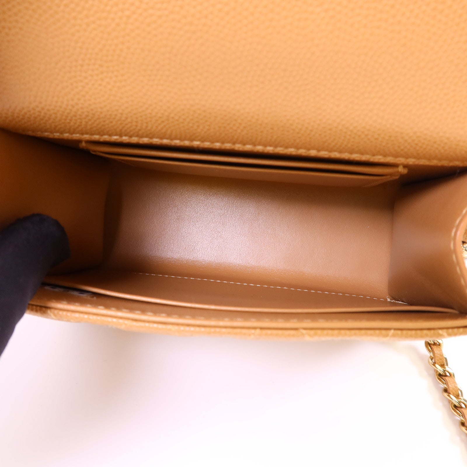 CHANEL 牛皮皮革Mini Top Handle Flap Bag金扣手挽肩背兩用袋