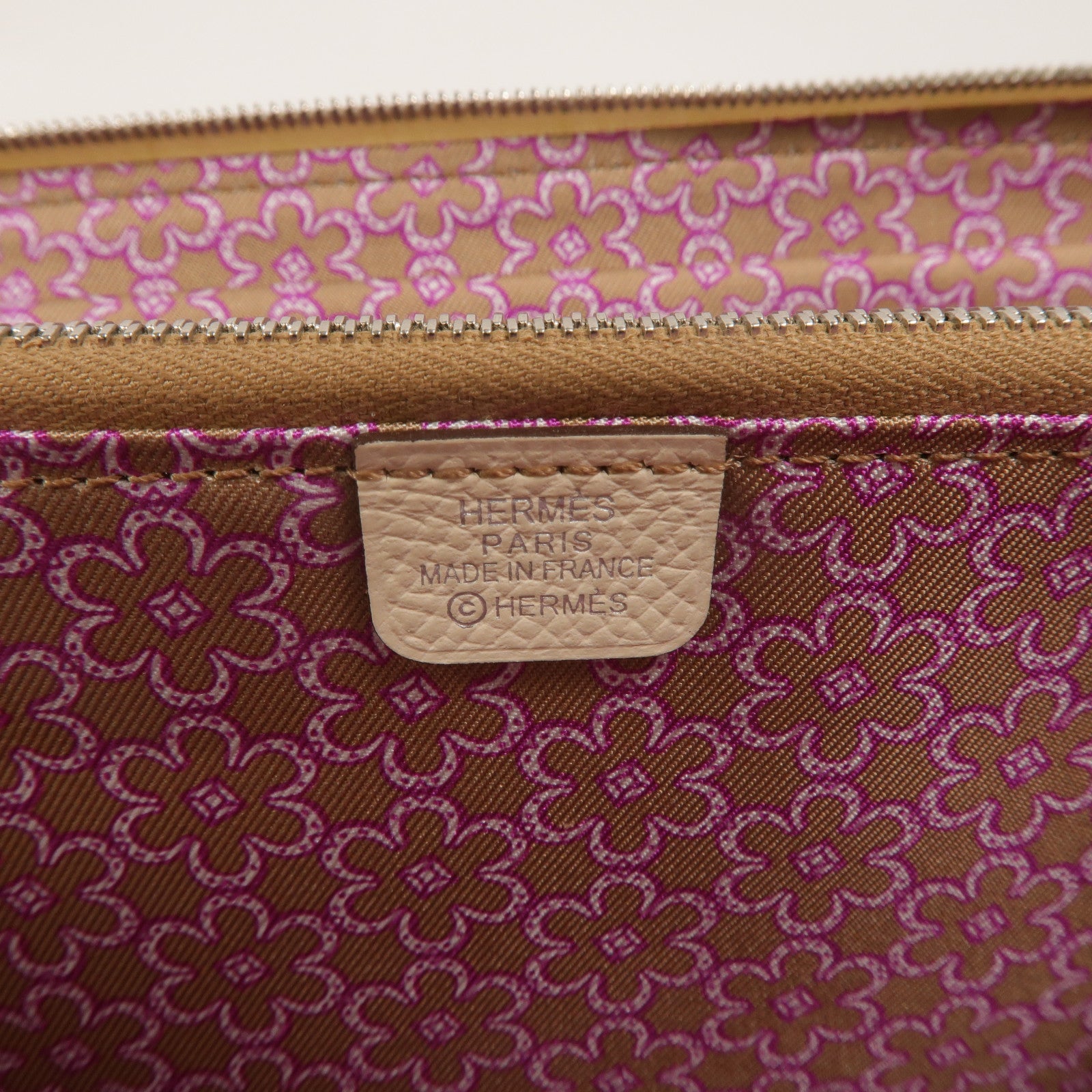 HERMES 【激減優惠】Epsom皮革Silk In Classique長錢包Nata