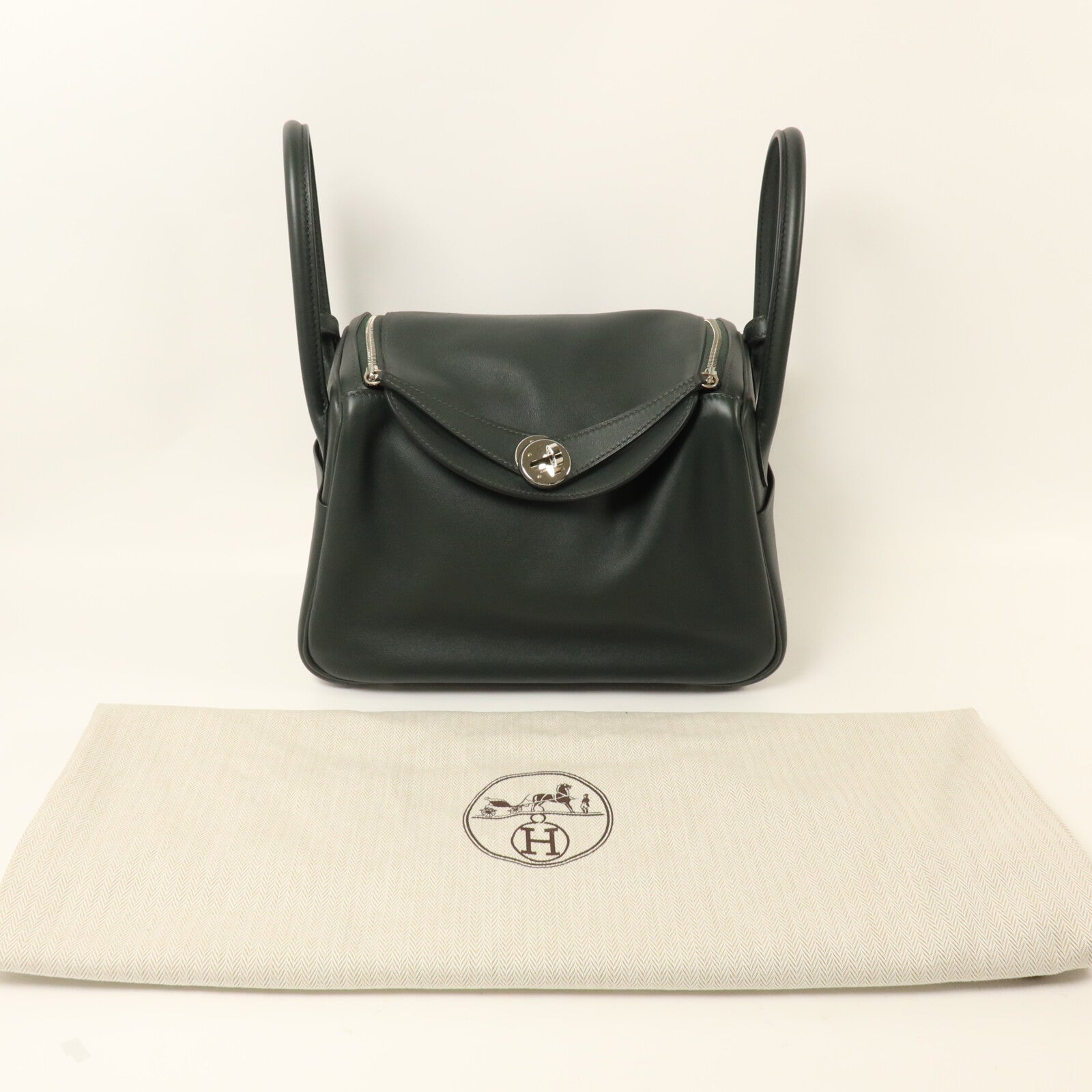 HERMES Swift皮革Lindy 26手挽肩背兩用袋Vert Anglais
