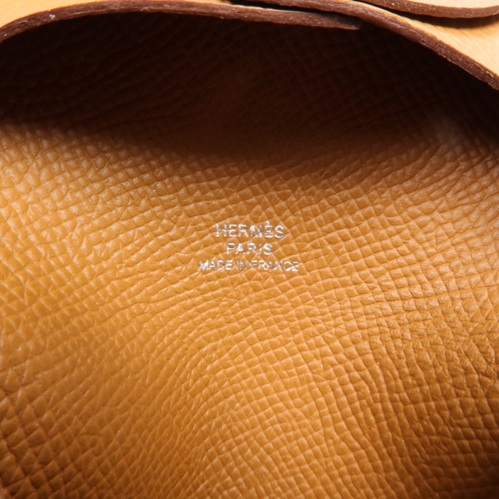 HERMES 【激減優惠】Epsom皮革Bastia銀扣零錢包Gold