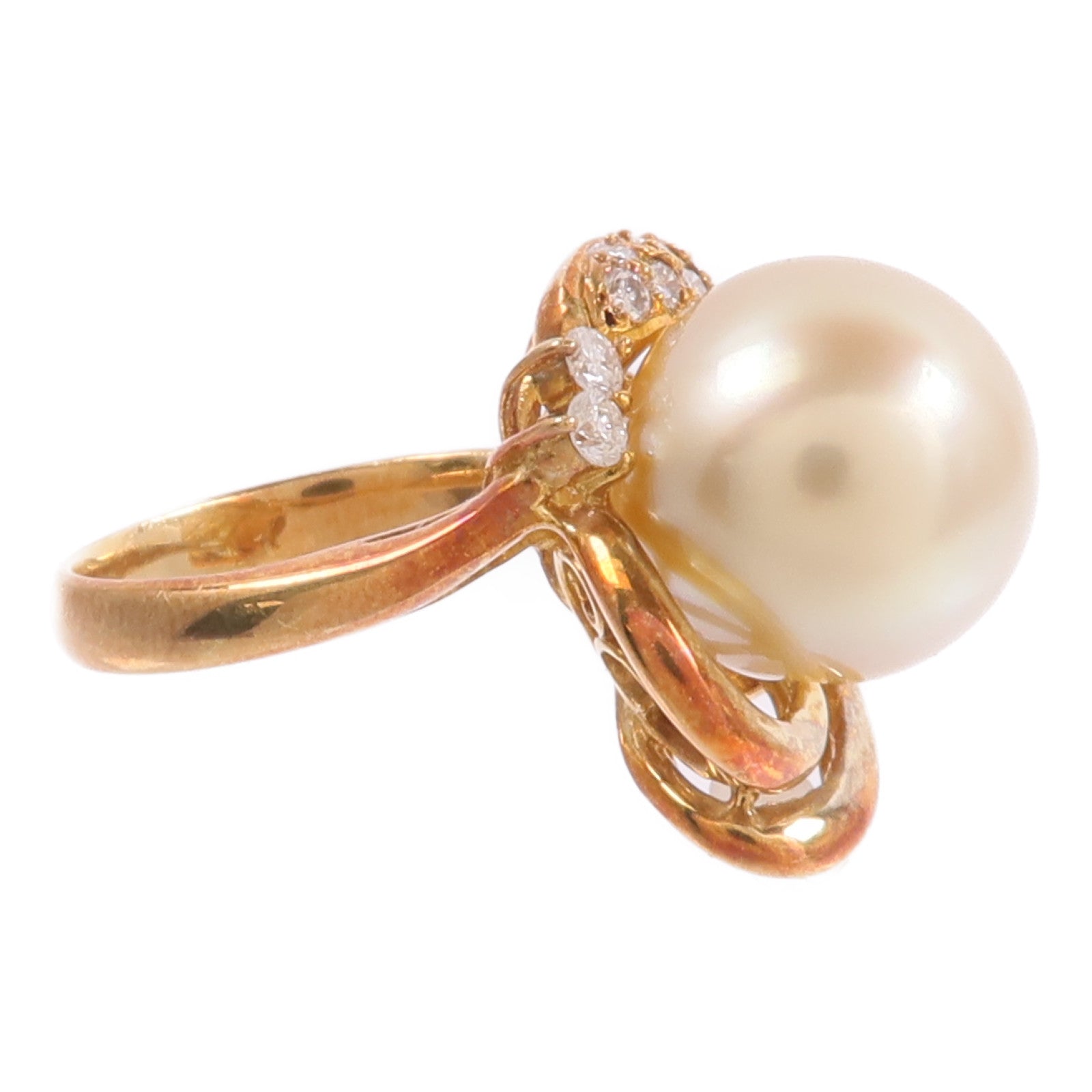 JEWELRY 【激減優惠】18K黃金Pearl Diamond Ring珍珠/鑽石戒指