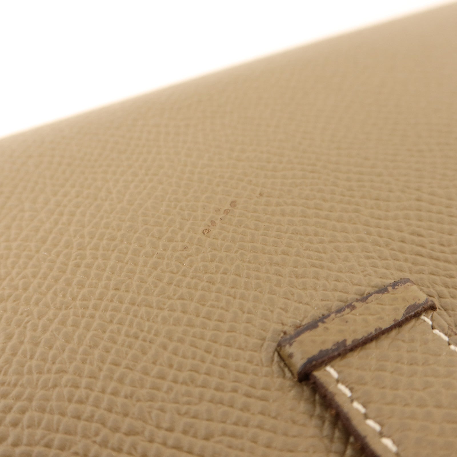HERMES 【激減優惠】Epsom皮革Bearn Soufflet Wallet金扣長錢包Etoupe