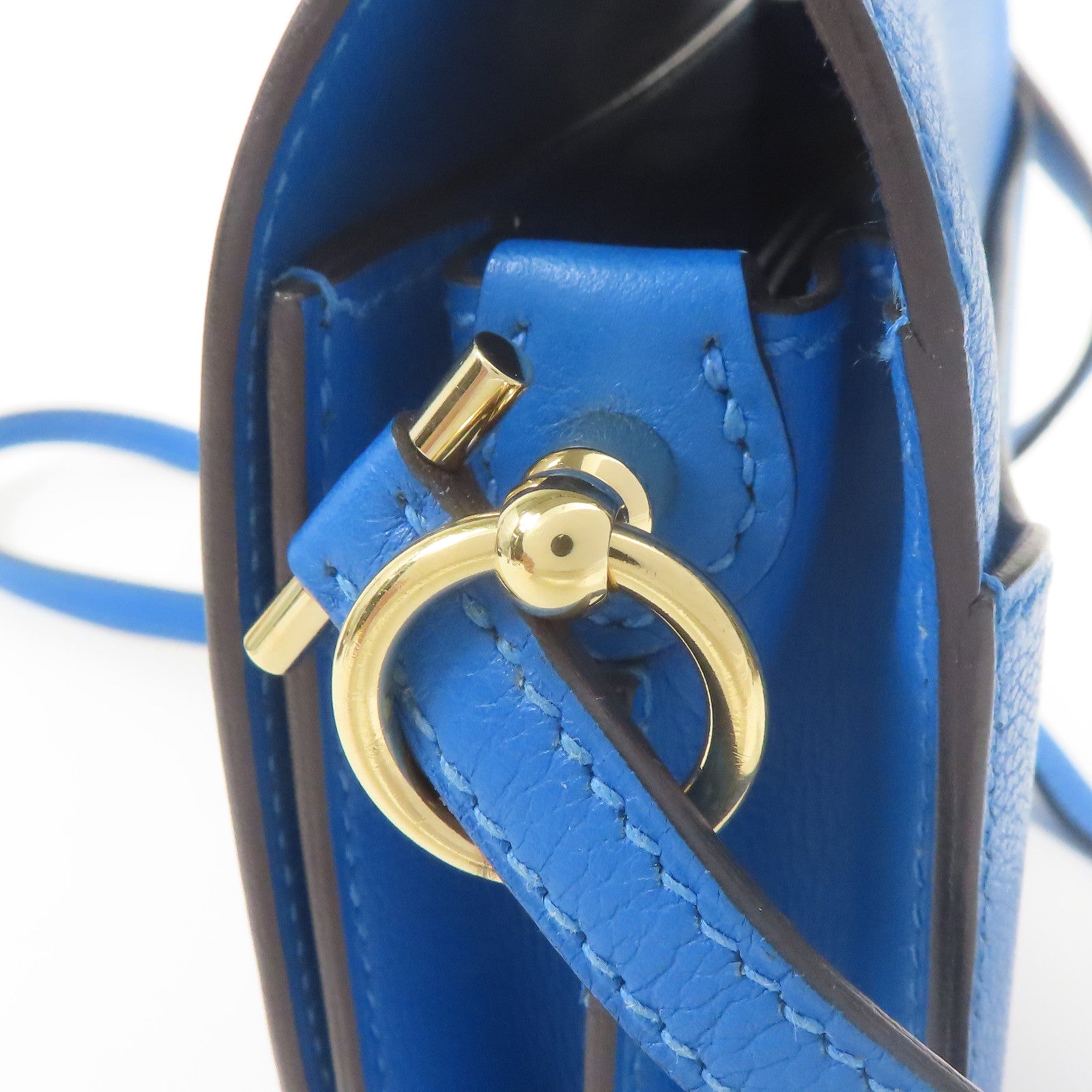 HERMES Evercolor皮革Mini Roulis金扣肩背袋Blue Hydra