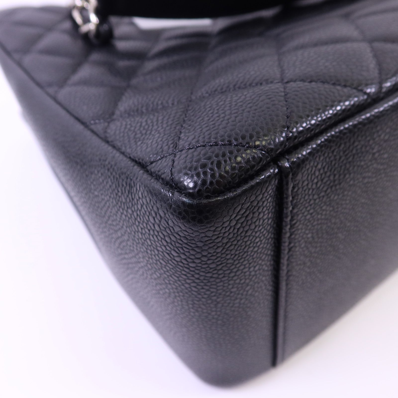 CHANEL 牛皮皮革GST Grand Shopping Tote Bag銀扣鏈帶肩背袋