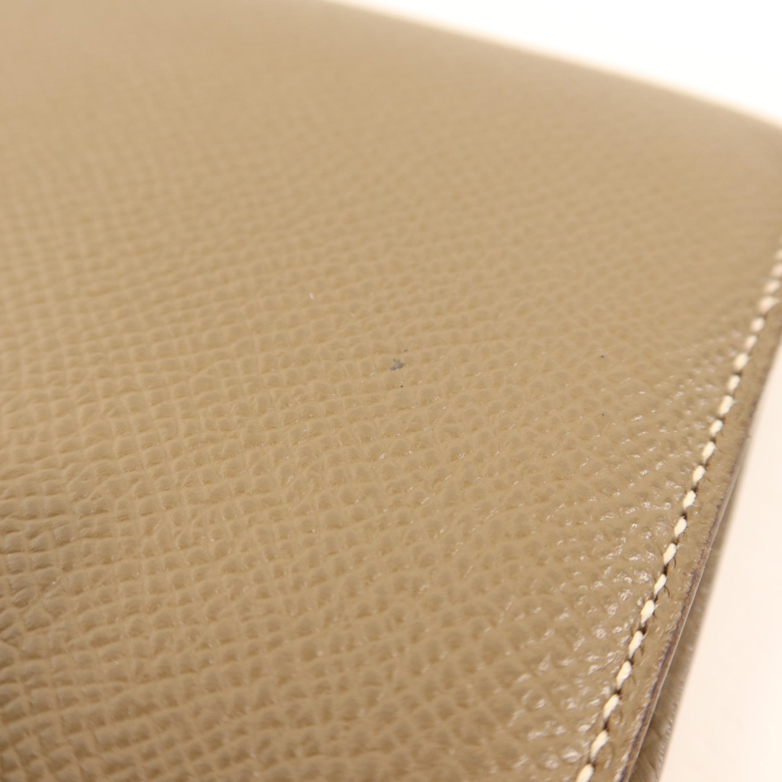 HERMES 【激減優惠】Epsom皮革Bearn Soufflet Wallet金扣長錢包Etoupe