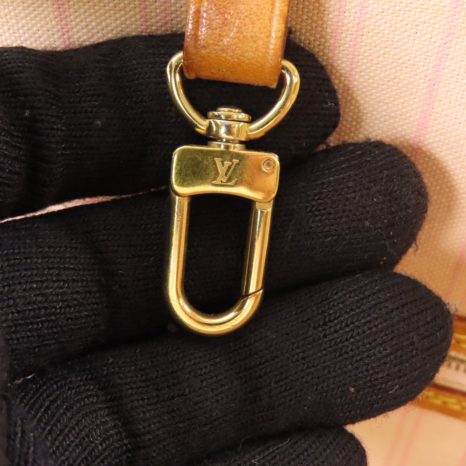 LOUIS VUITTON Damier Azur Neverfull MM金扣手挽袋