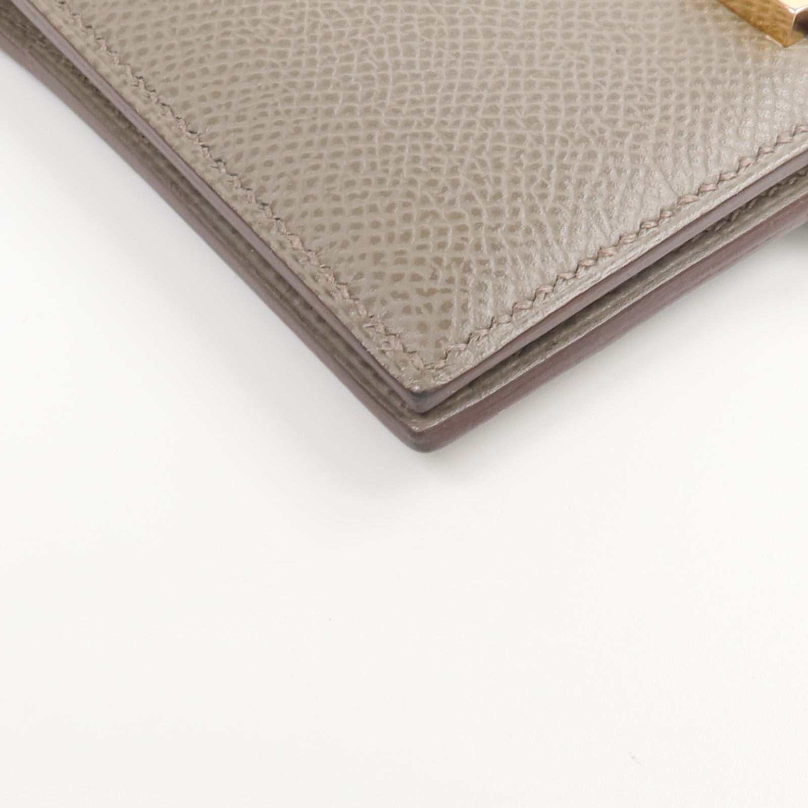 HERMES Epsom皮革Bearn Compact Wallet錢包Etain