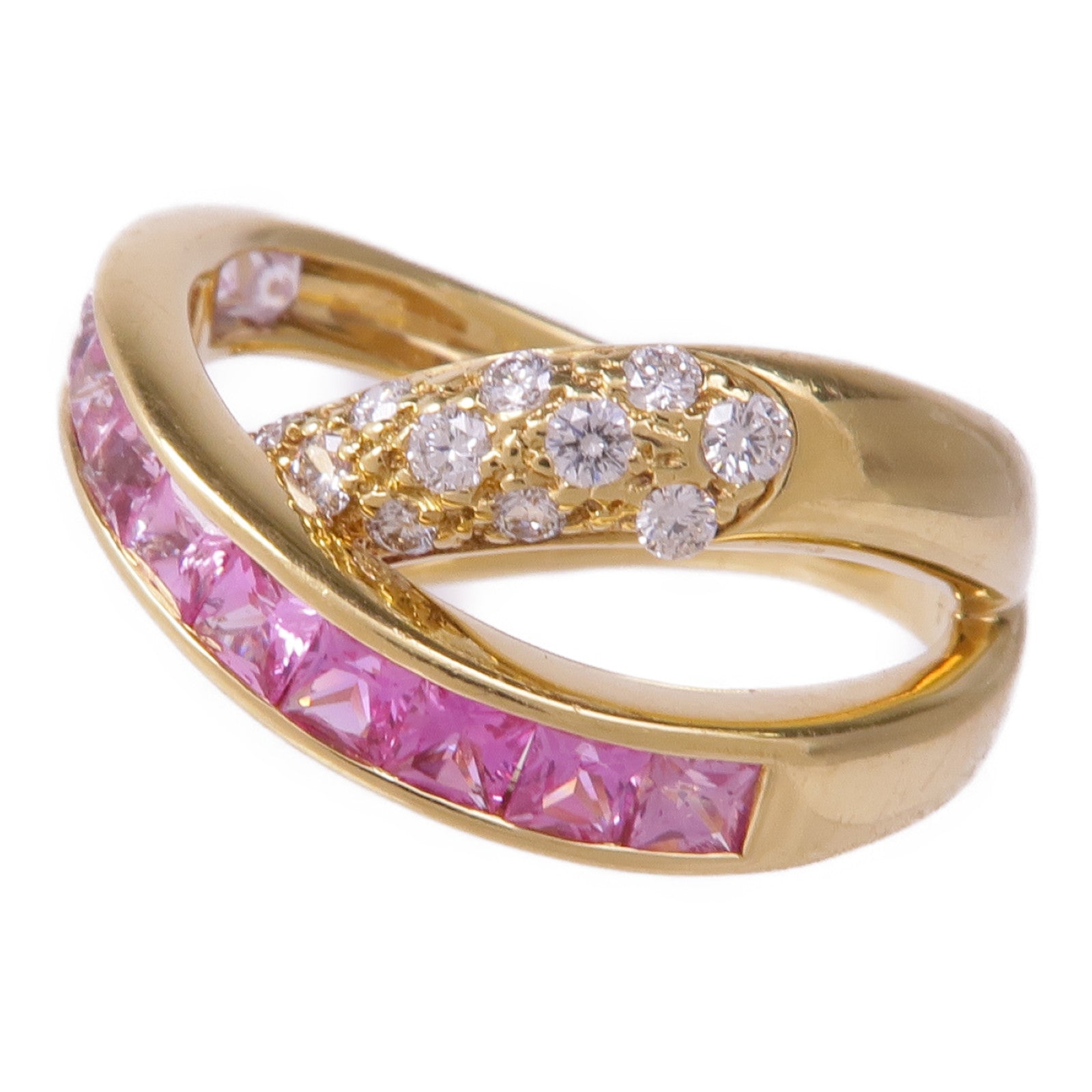 JEWELRY 18K黃金Pink Sapphire Diamond Ring粉紅藍寶石/鑽石戒指US#6