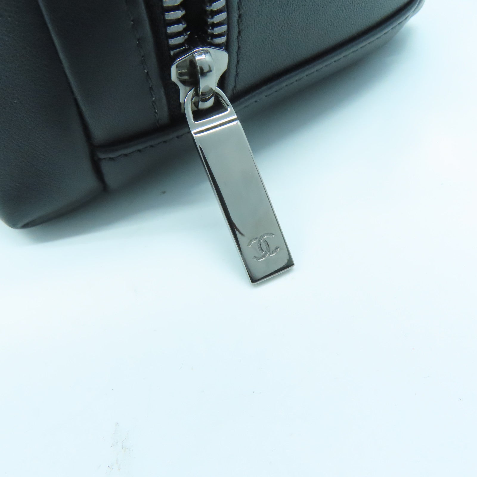 CHANEL 【激減優惠】羊皮皮革Chain Shoulder銀扣手挽肩背兩用袋黑色