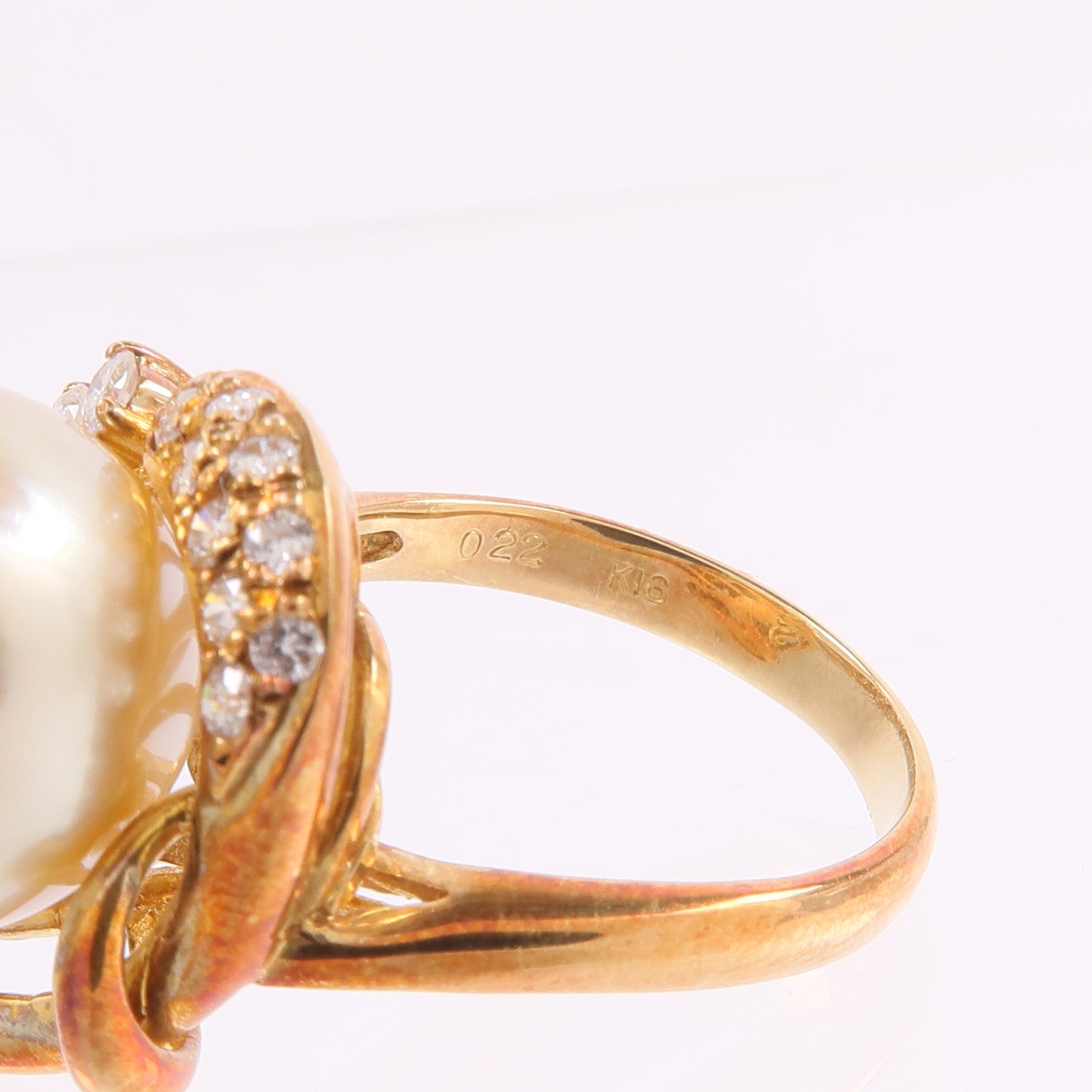 JEWELRY 【激減優惠】18K黃金Pearl Diamond Ring珍珠/鑽石戒指