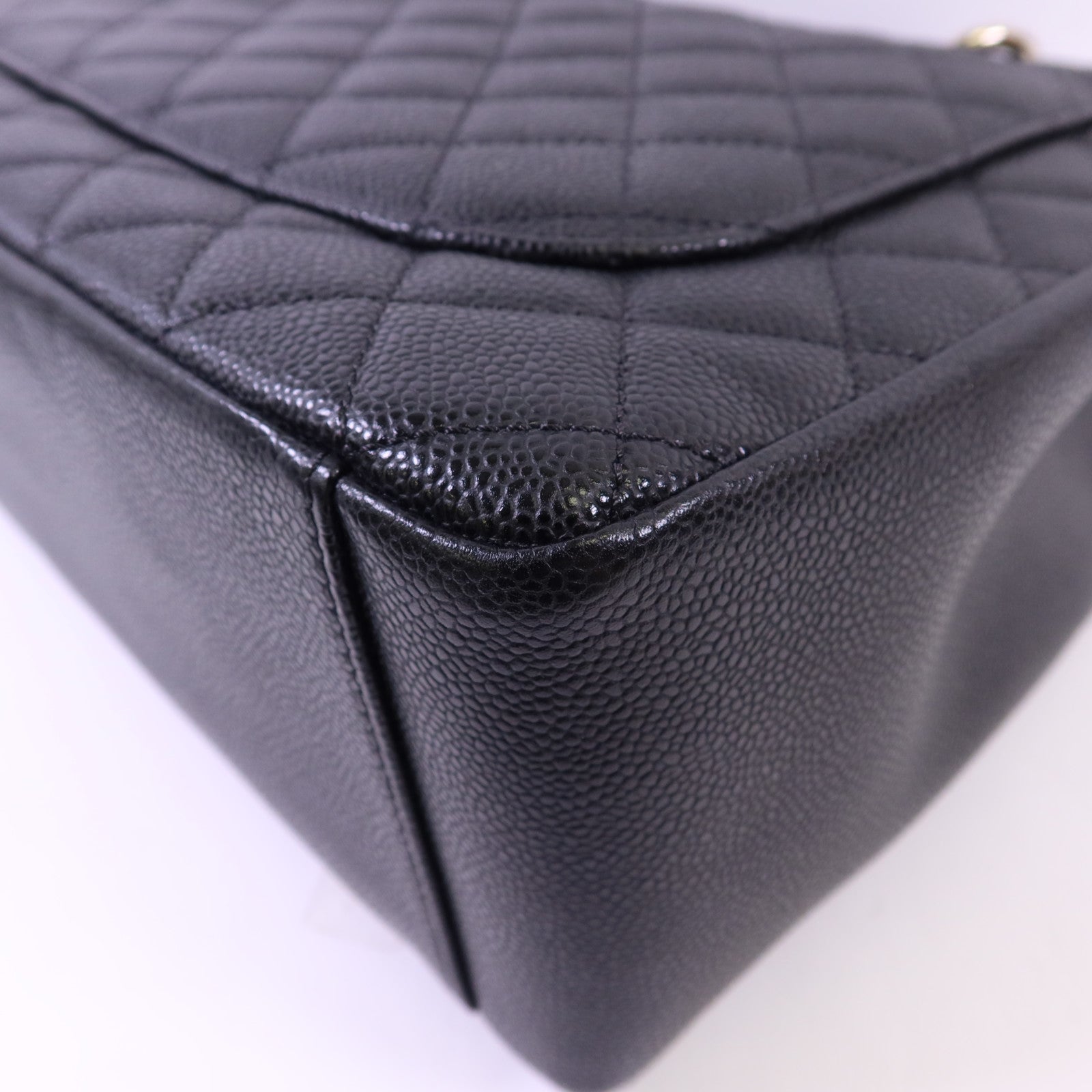 CHANEL 牛皮皮革GST Grand Shopping Tote Bag銀扣鏈帶肩背袋