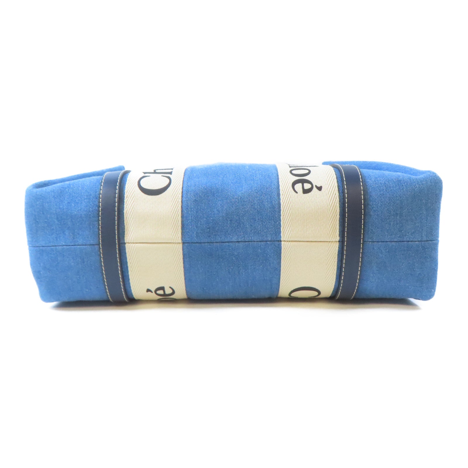 Chloe 【激減優惠】牛仔布料Medium Woody手挽袋藍色