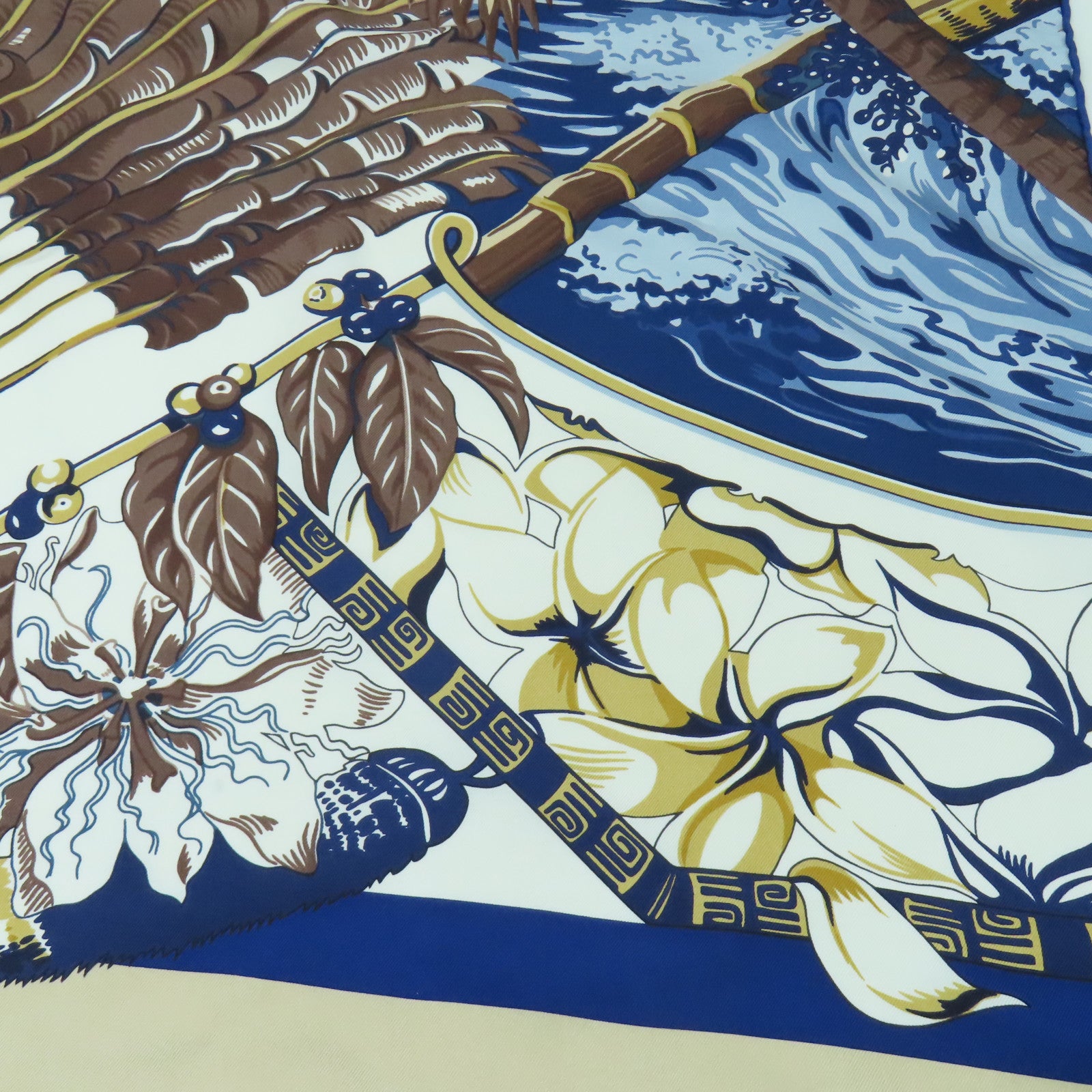 HERMES 【激減優惠】絲質Scarf 180x90圍巾白色/藍色/啡色