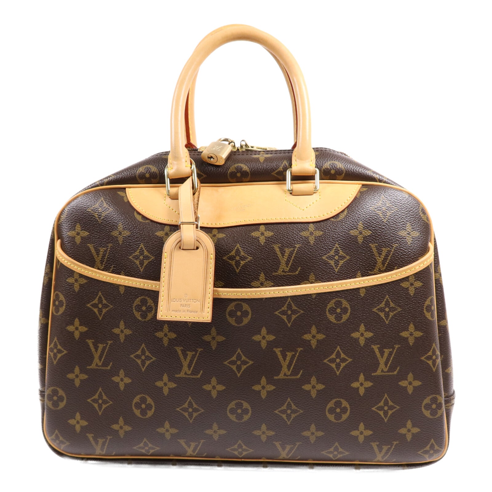 LOUIS VUITTON Monogram Deauville金扣手挽袋棕色
