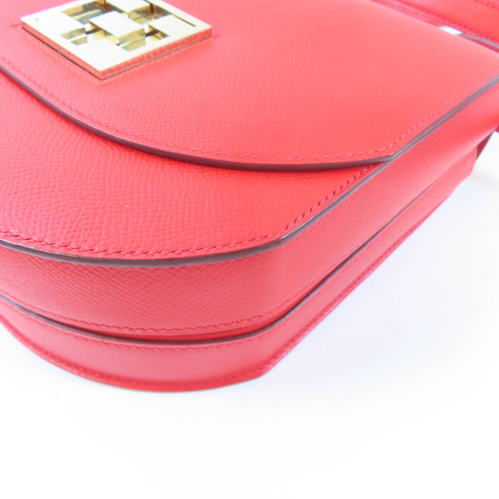 HERMES 【激減優惠】Epsom皮革Mosaique AU 24 Bag金扣肩背袋Rouge de Coeur/紅色