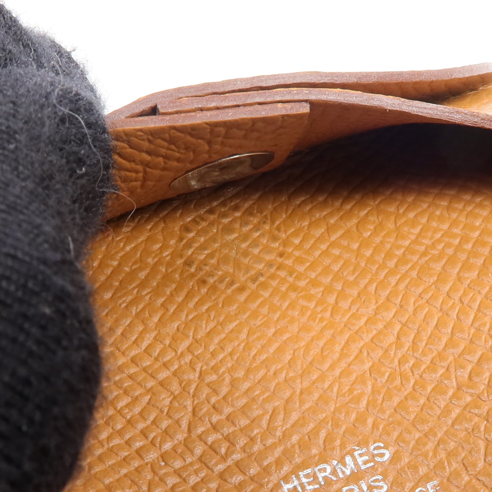 HERMES 【激減優惠】Epsom皮革Bastia銀扣零錢包Gold