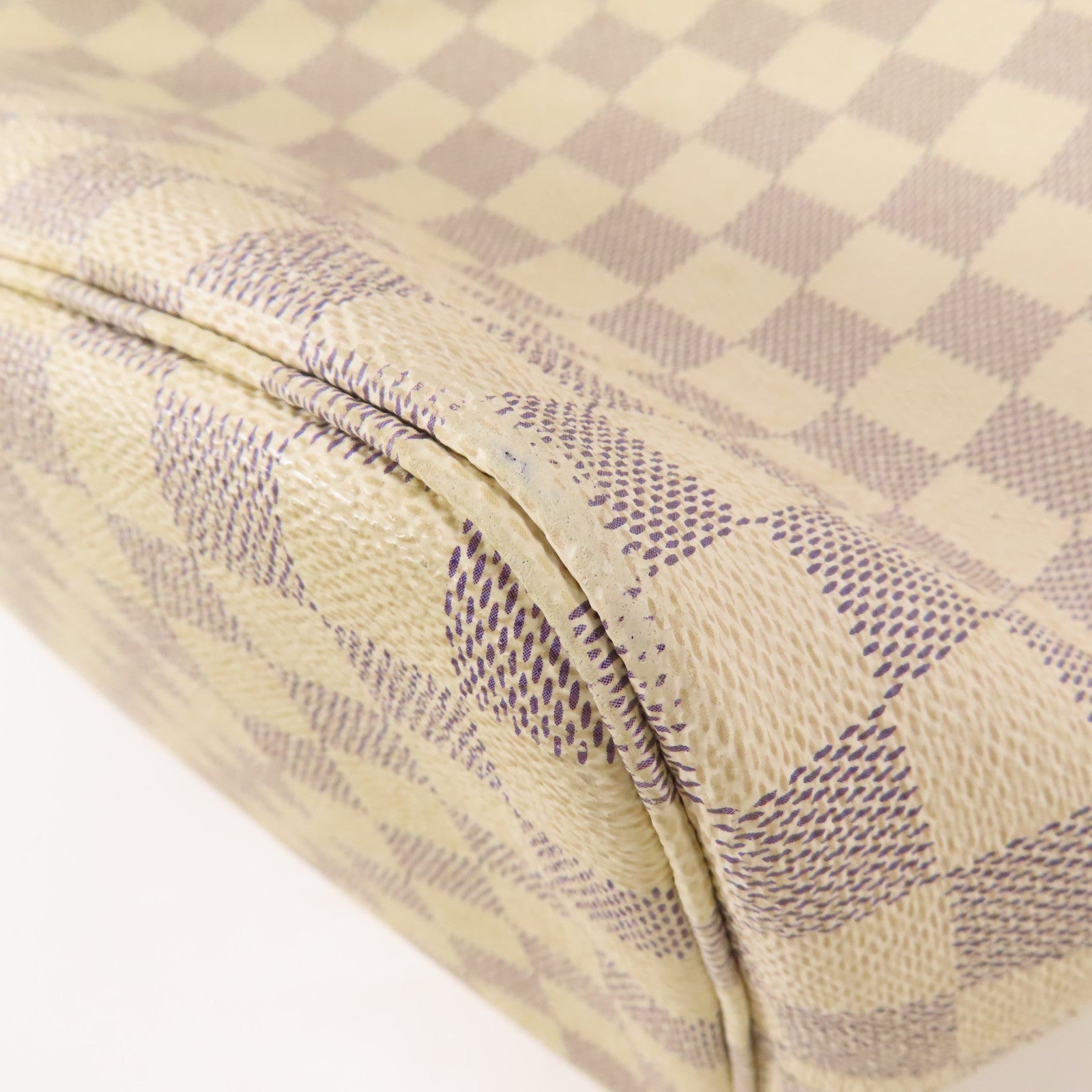 LOUIS VUITTON Damier Azur Neverfull MM金扣手挽袋