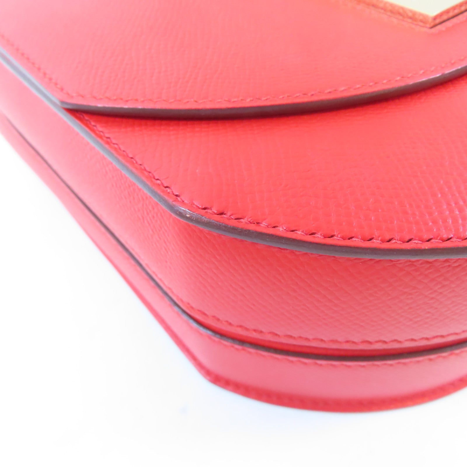 HERMES 【激減優惠】Epsom皮革Mosaique AU 24 Bag金扣肩背袋Rouge de Coeur/紅色