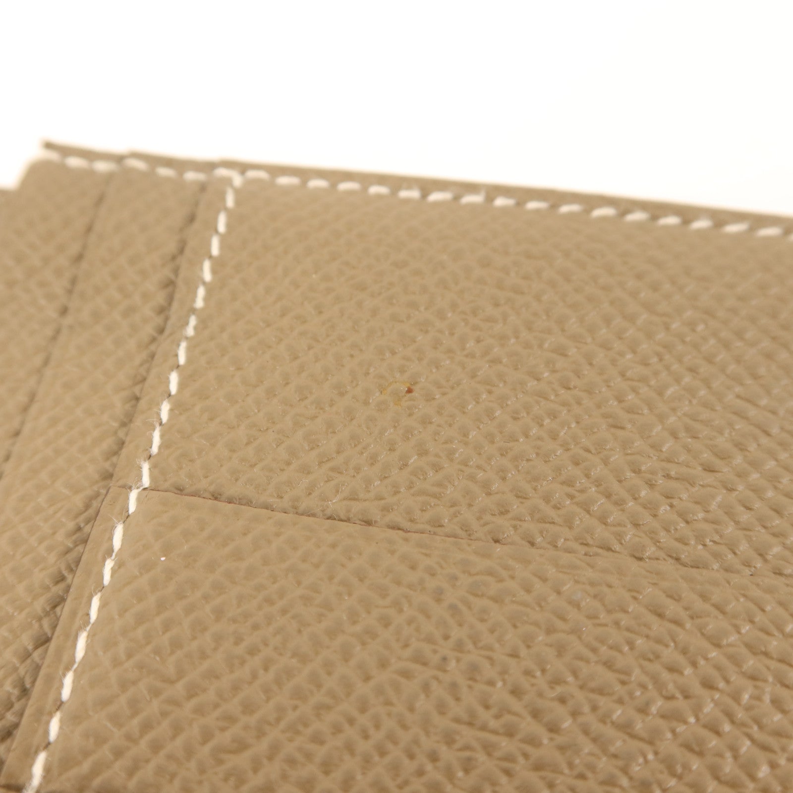 HERMES 【激減優惠】Epsom皮革Bearn Soufflet Wallet金扣長錢包Etoupe