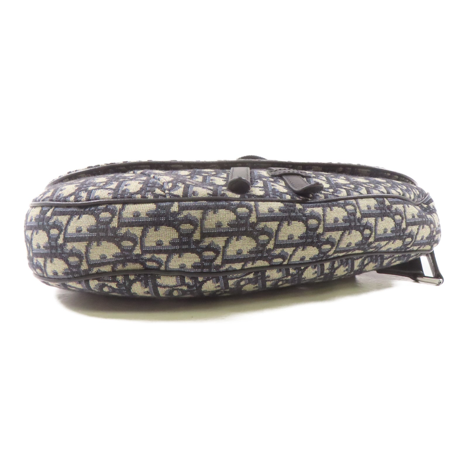 Dior 帆布Maxi Saddle Bag肩背袋黑色/米色/藍色