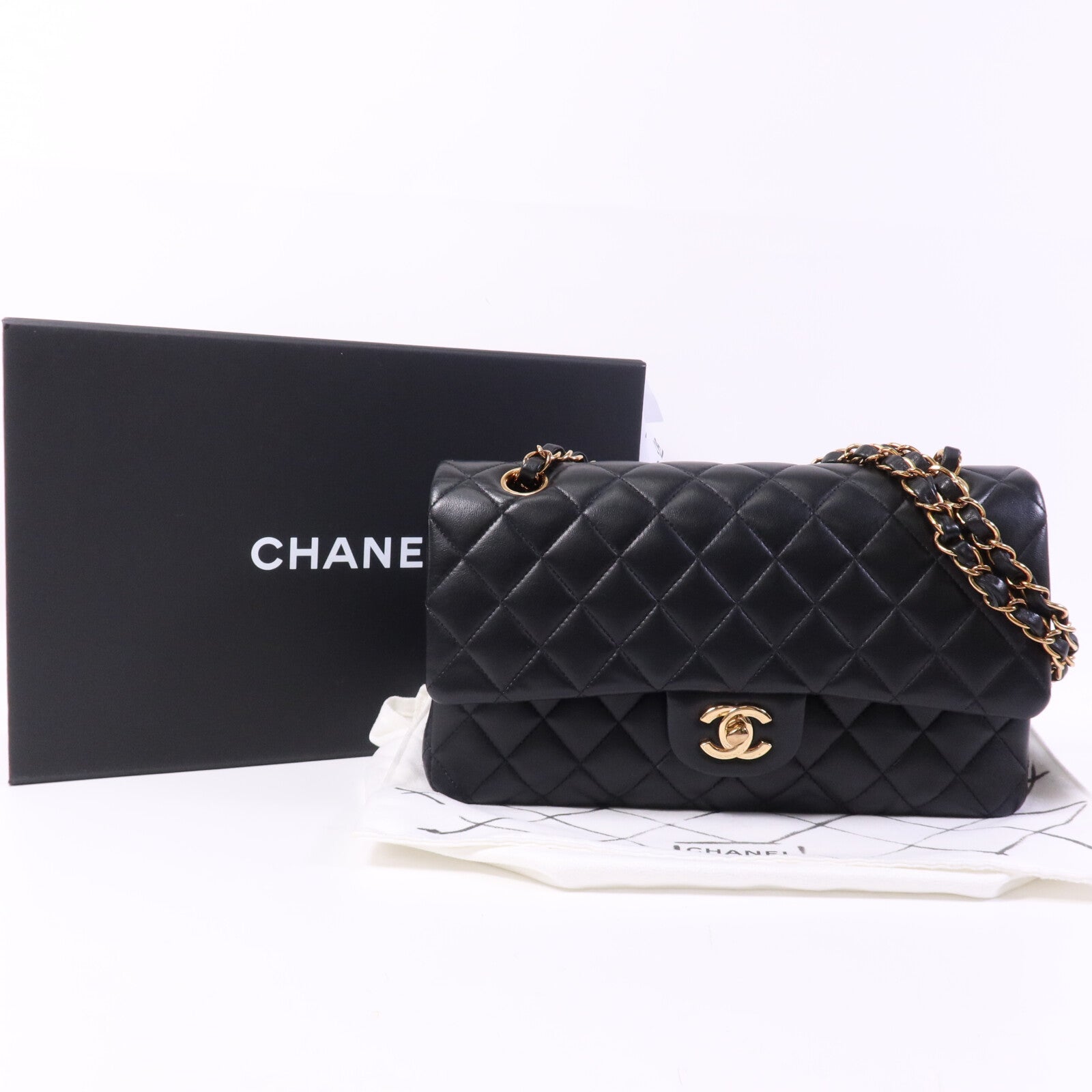 CHANEL 羊皮皮革Classic 25金扣鏈帶肩背袋