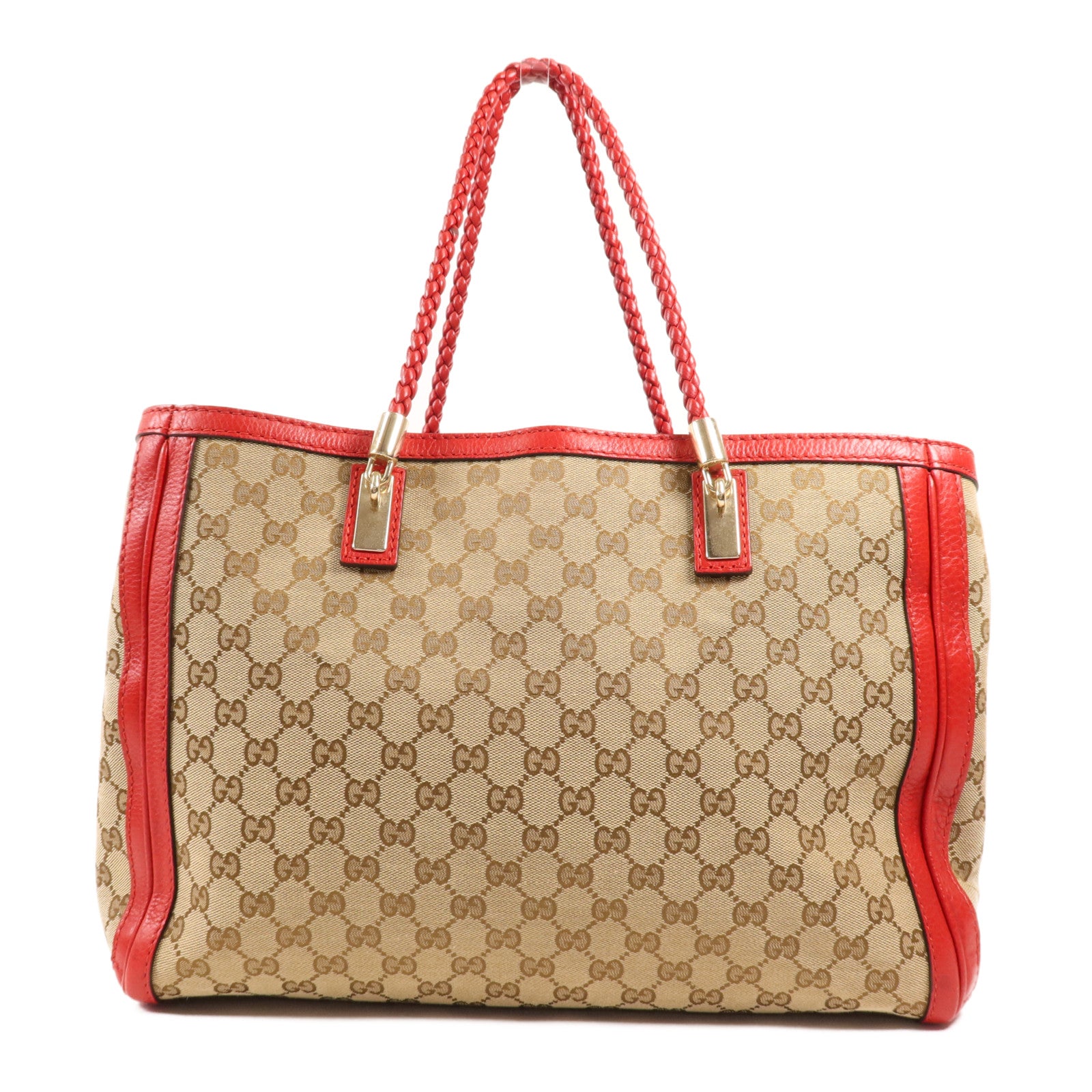 GUCCI 帆布/皮革Bella Bamboo Tassel金扣肩背袋