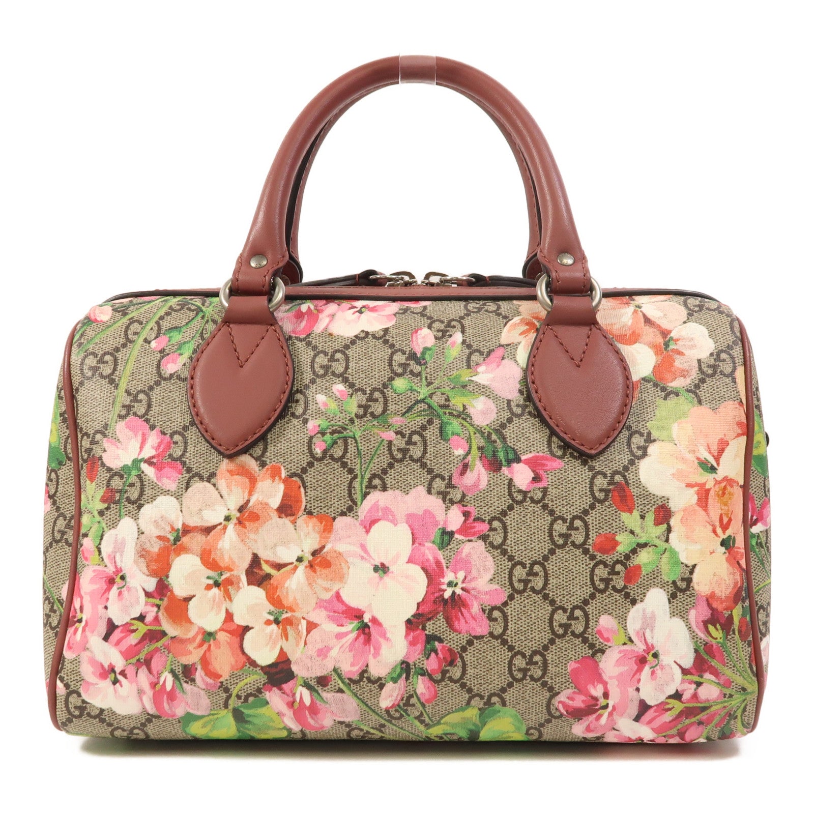 GUCCI 塗層帆布Boston Bag銀扣波士頓包