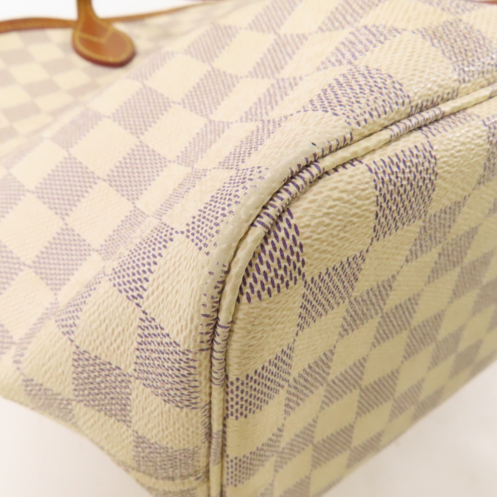 LOUIS VUITTON Damier Azur Neverfull MM金扣手挽袋