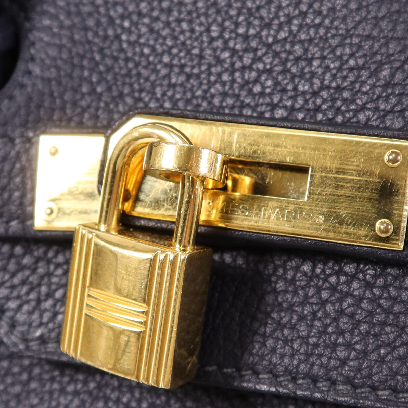 HERMES Togo皮革Birkin 35金扣手挽袋Bleu Obscur