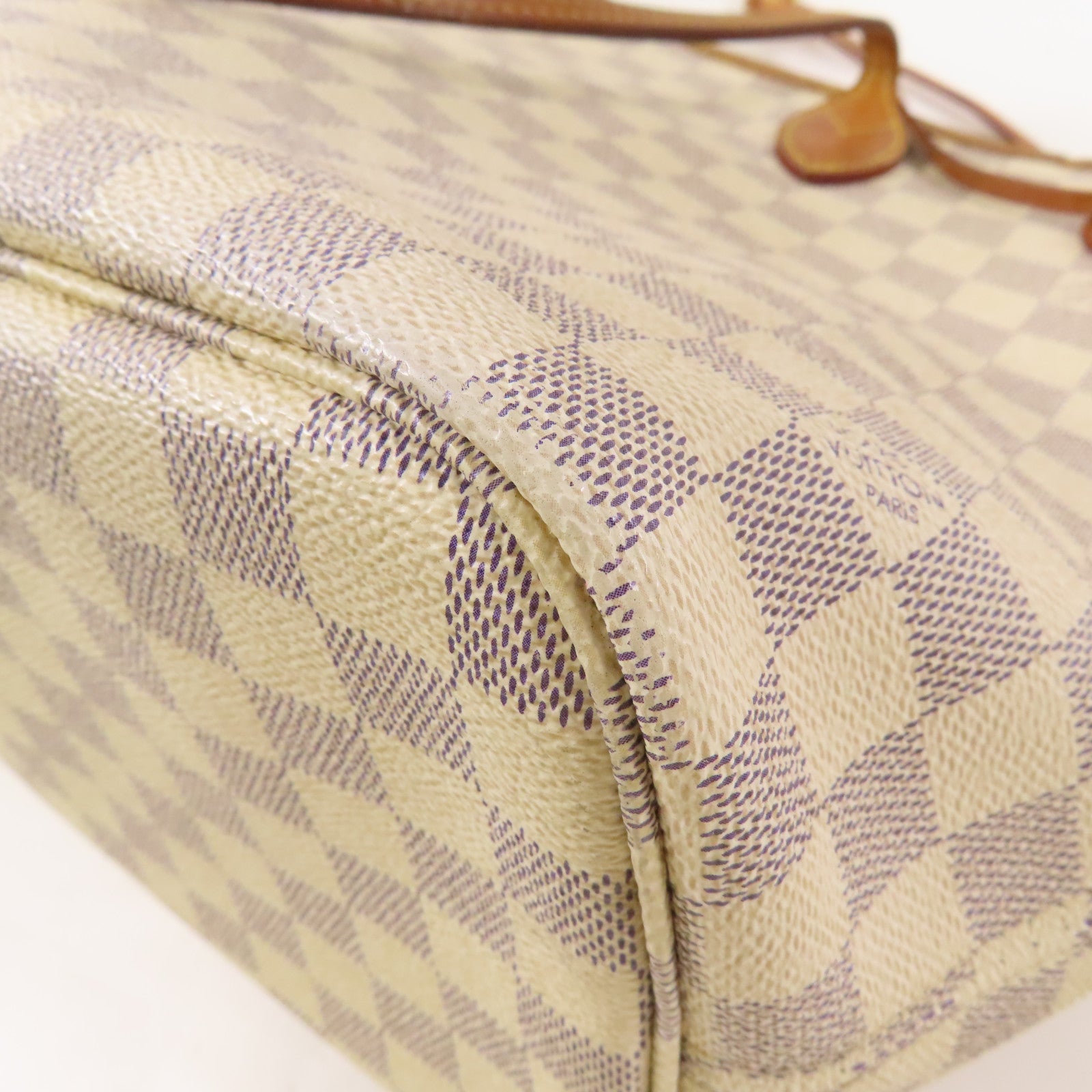 LOUIS VUITTON Damier Azur Neverfull MM金扣手挽袋