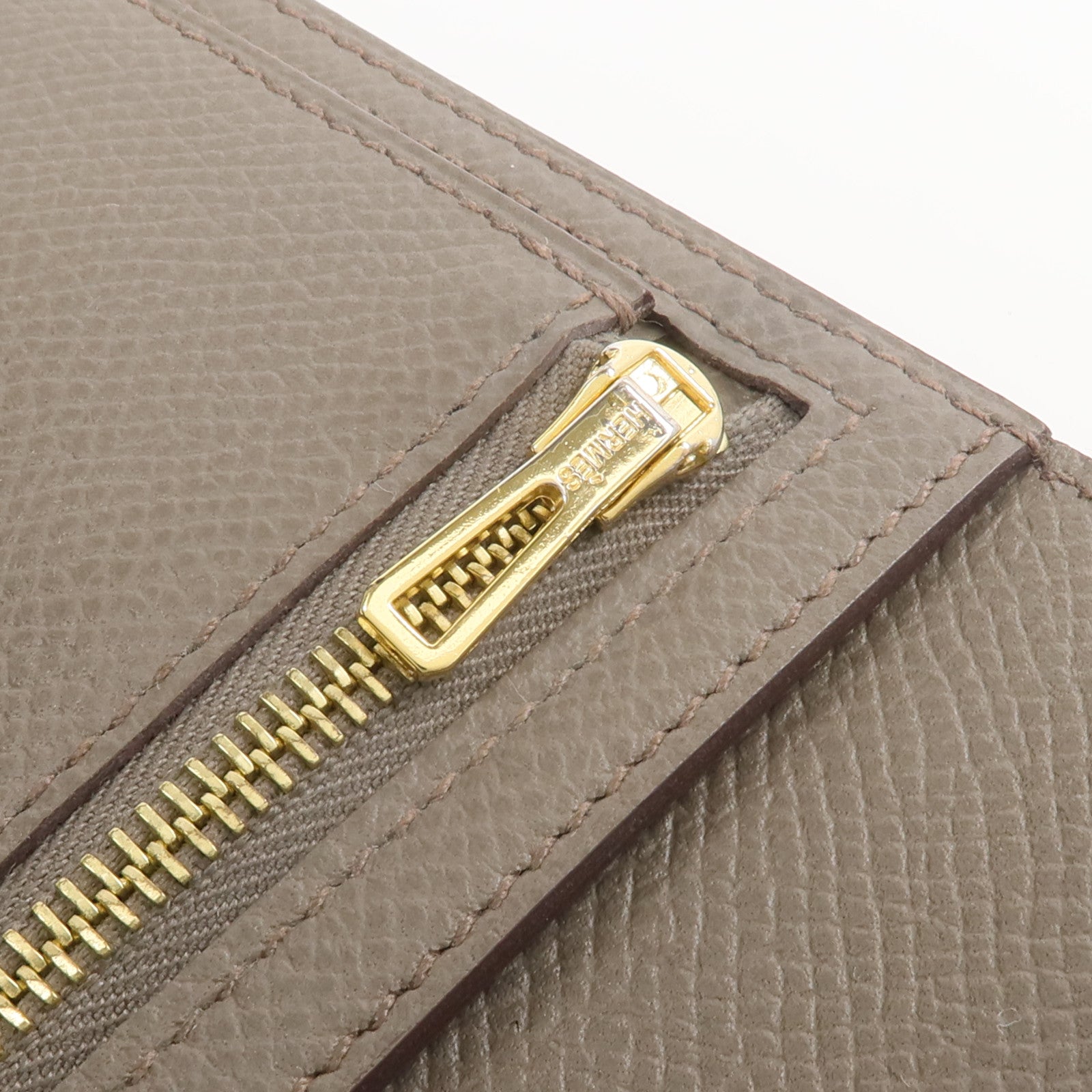HERMES Epsom皮革Bearn Compact Wallet錢包Etain