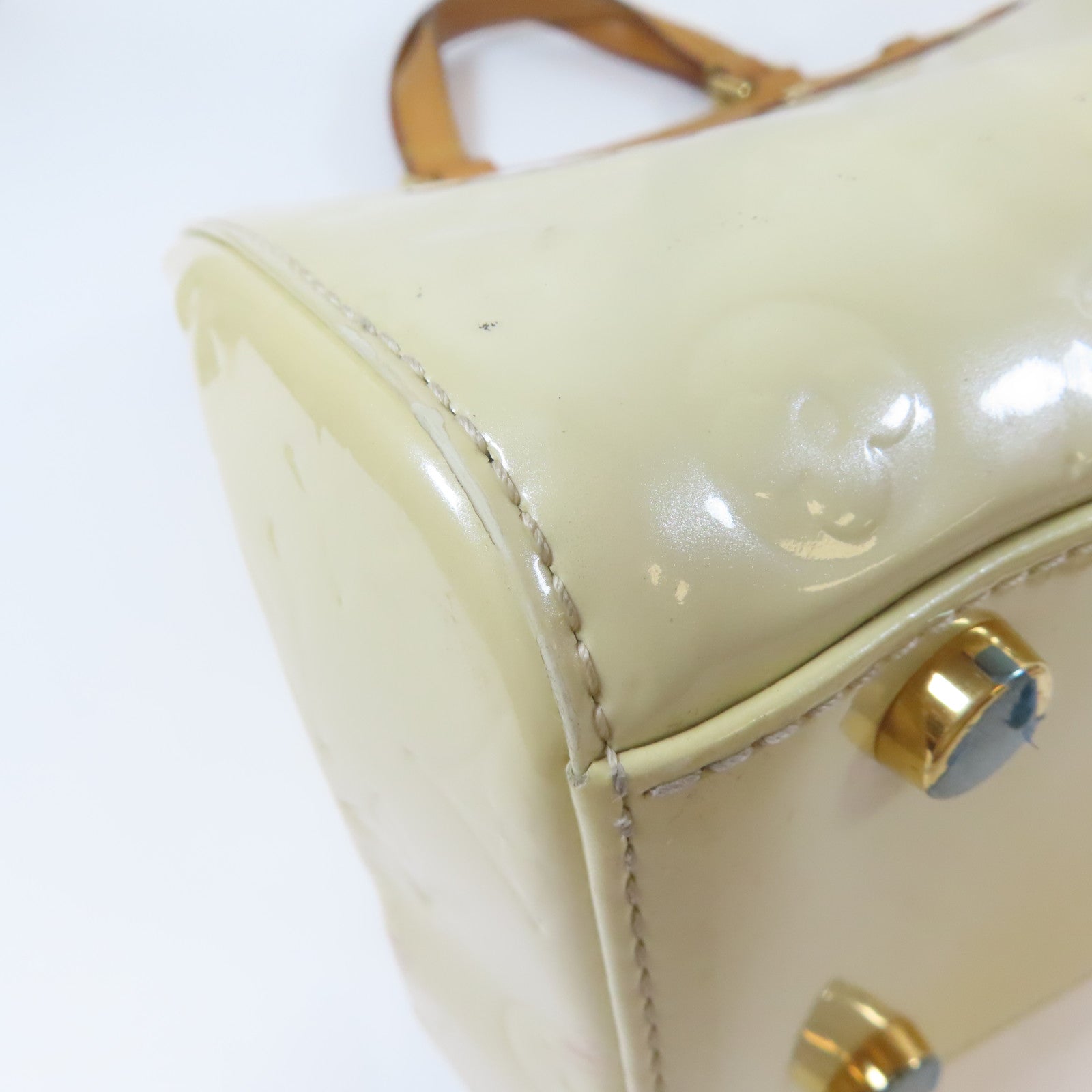 LOUIS VUITTON Vernis Brera金扣手挽肩背兩用袋米色