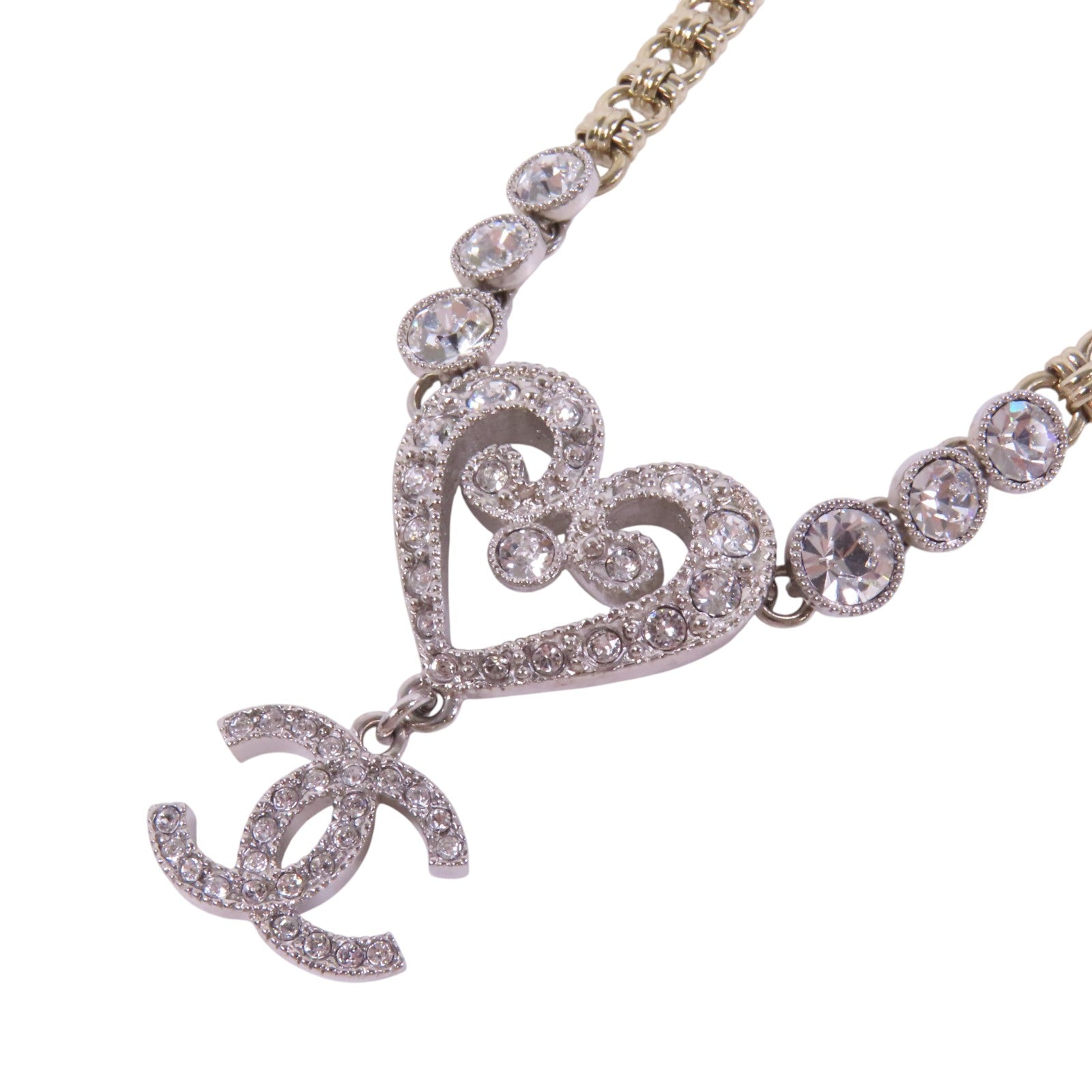 CHANEL 金屬/水鑽Necklace金扣項鏈