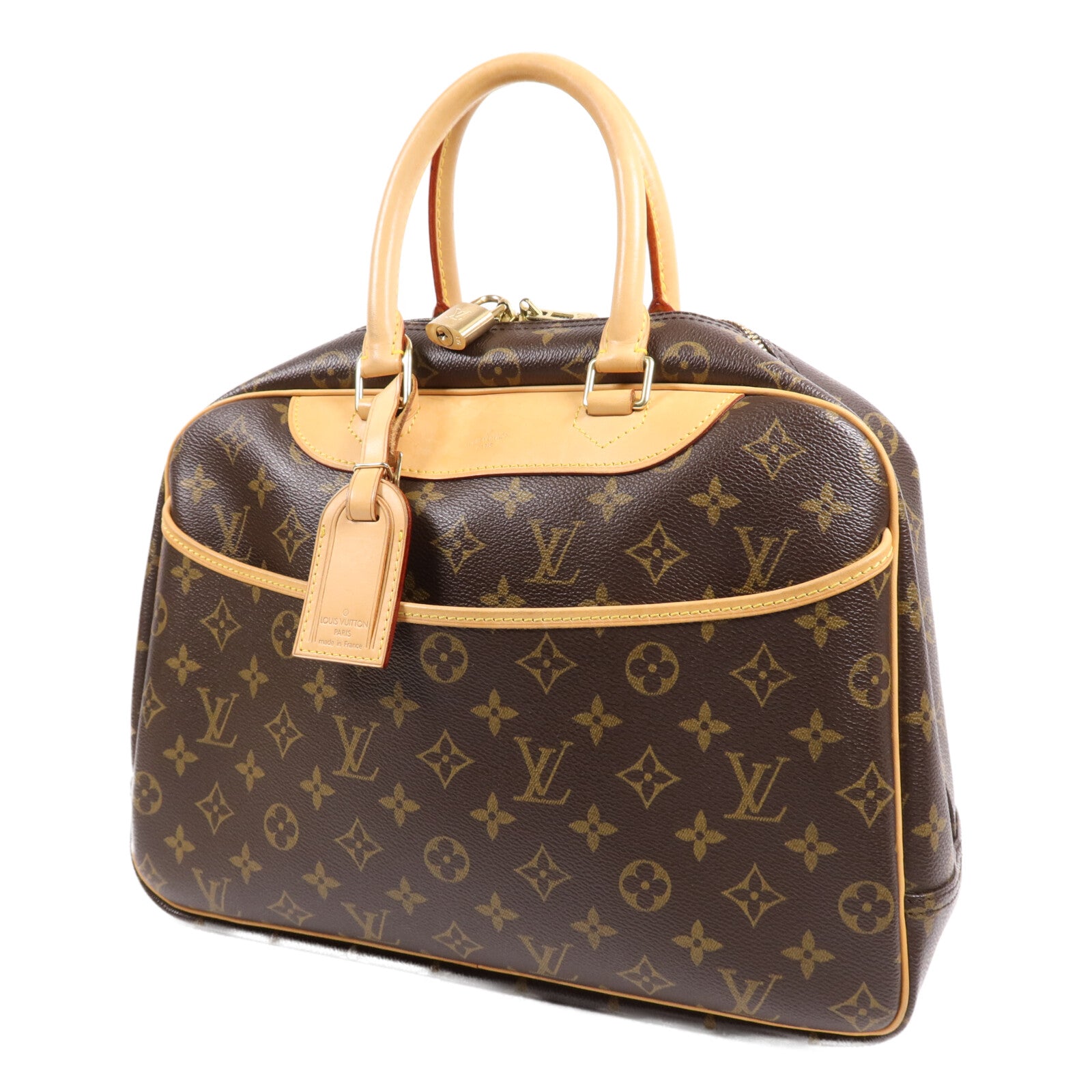 LOUIS VUITTON Monogram Deauville金扣手挽袋棕色