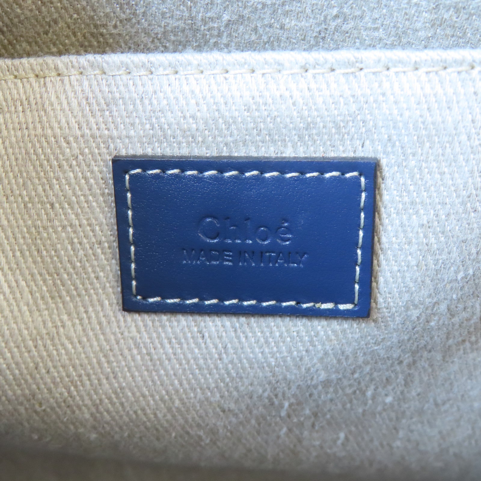 Chloe 【激減優惠】牛仔布料Medium Woody手挽袋藍色