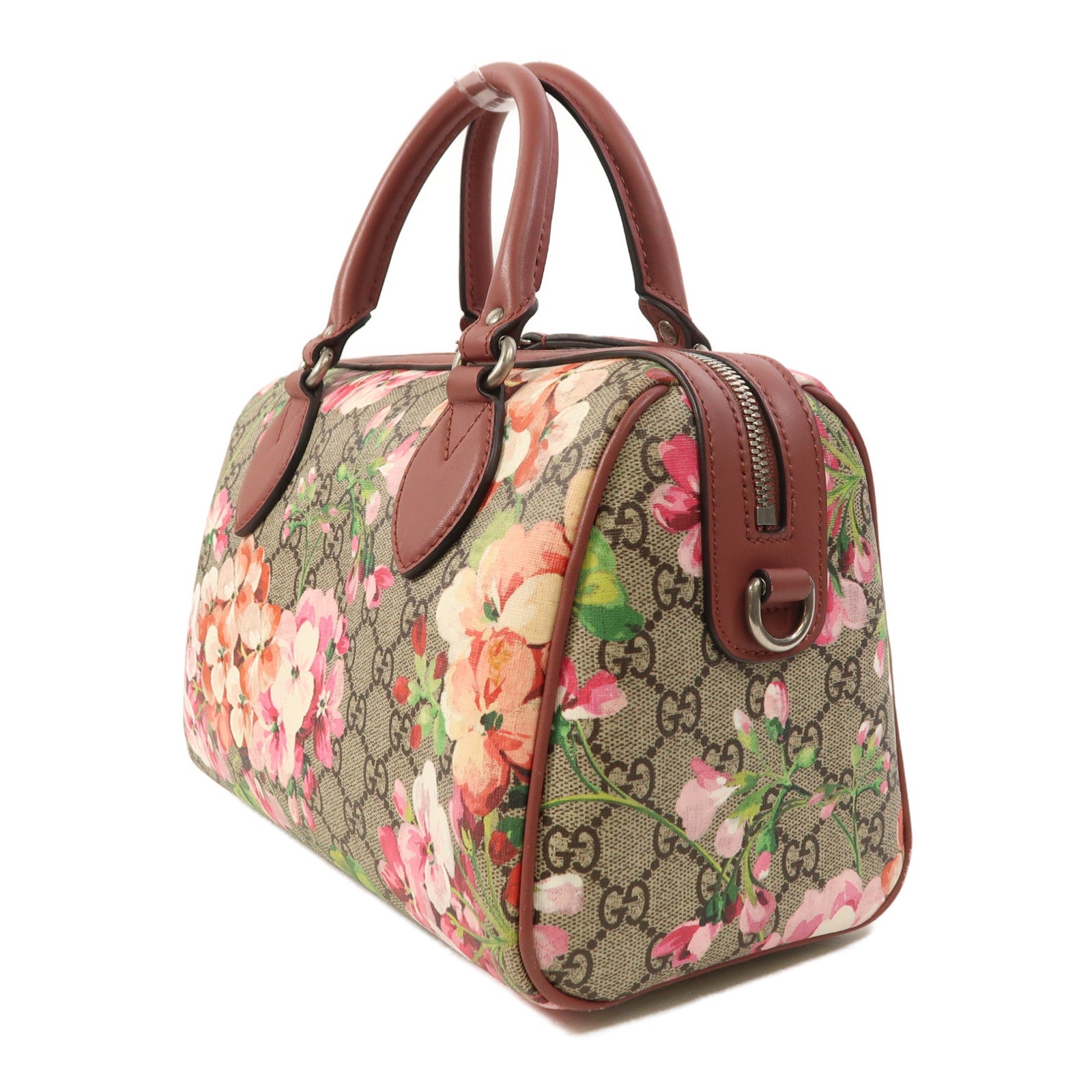 GUCCI 塗層帆布Boston Bag銀扣波士頓包