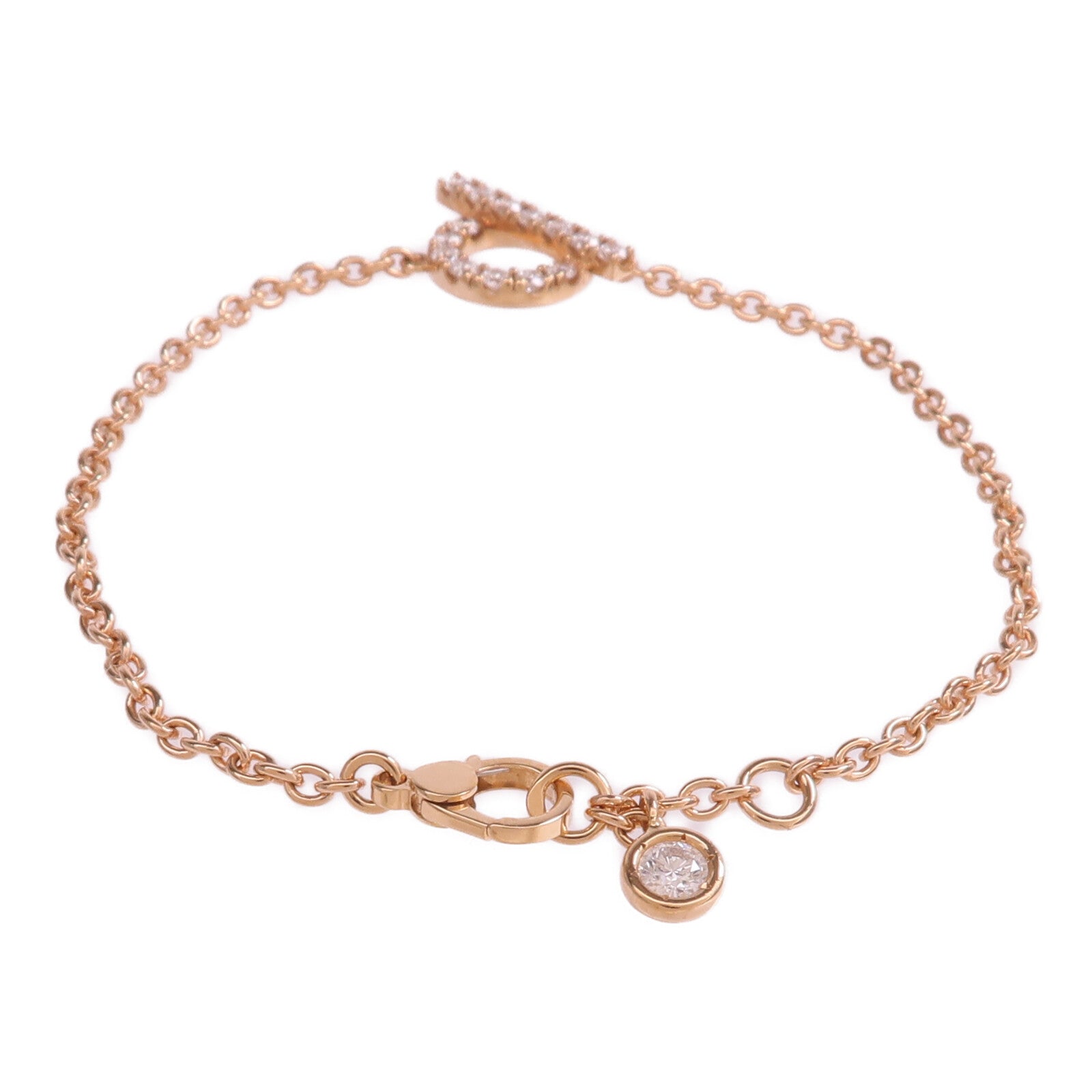 HERMES 18K玫瑰金Finesse Bracelet鑽石手鏈