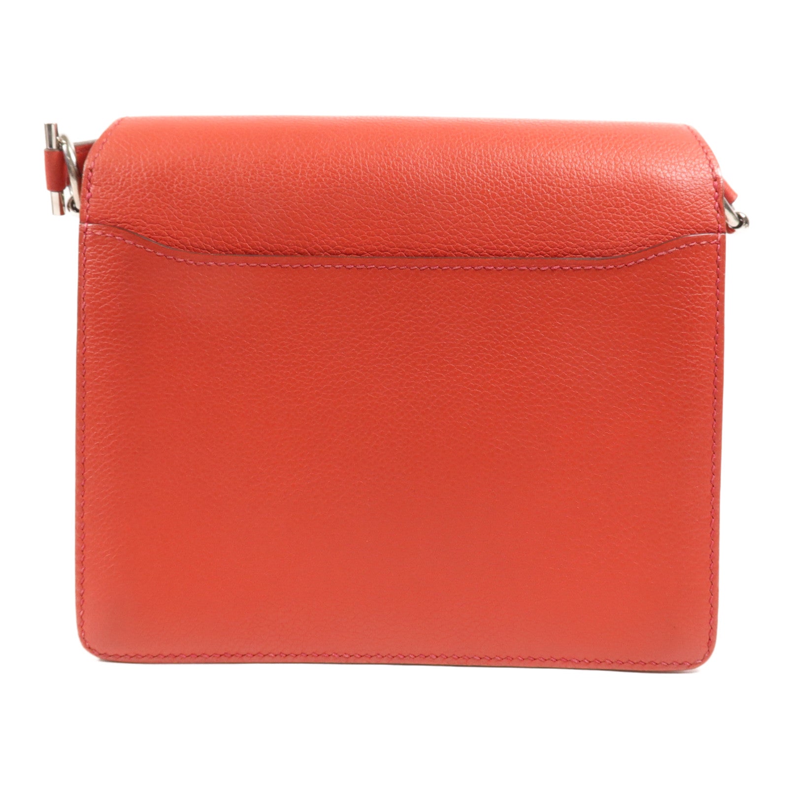 HERMES Clemence皮革Roulis Mini銀扣肩背袋Rouge Tomate