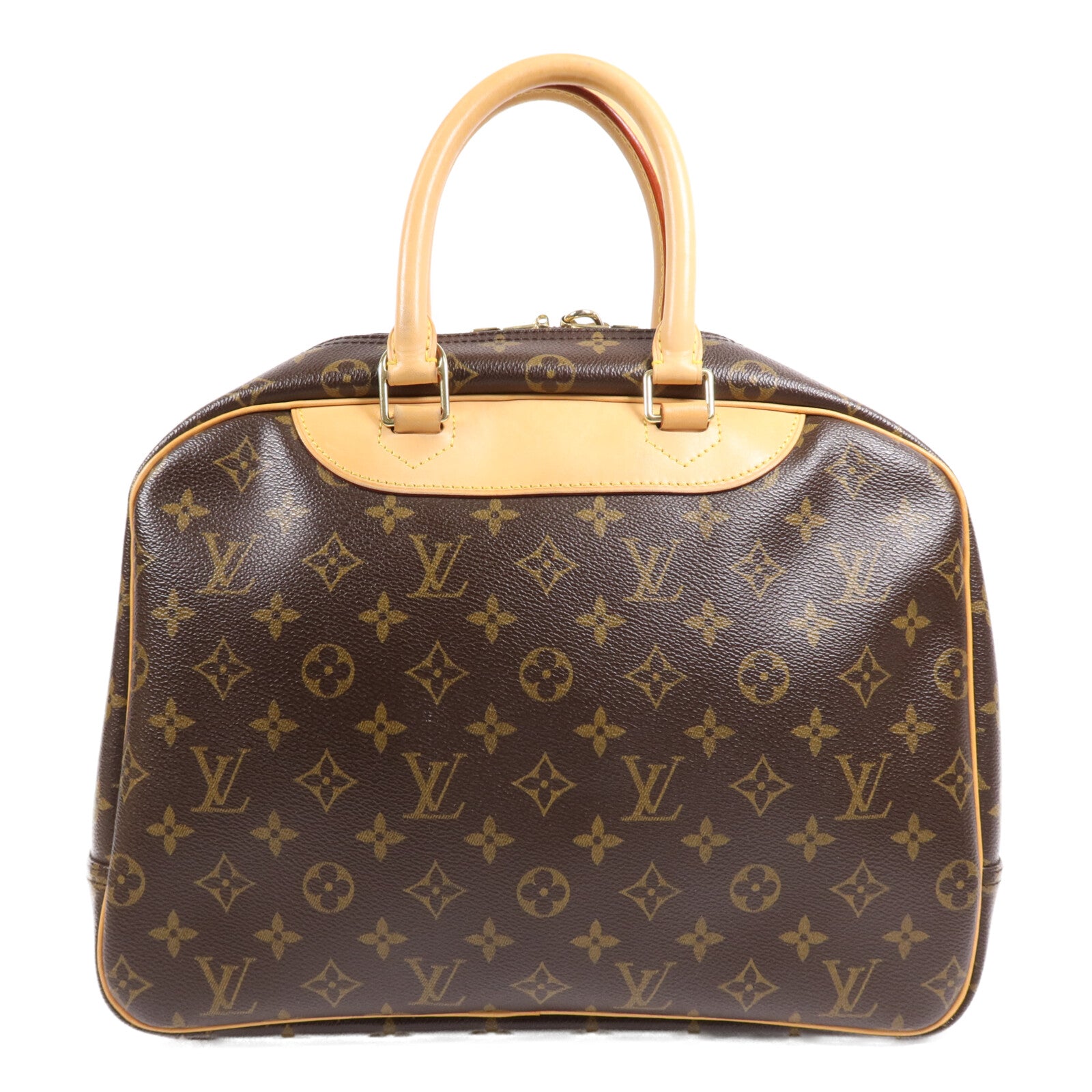LOUIS VUITTON Monogram Deauville金扣手挽袋棕色