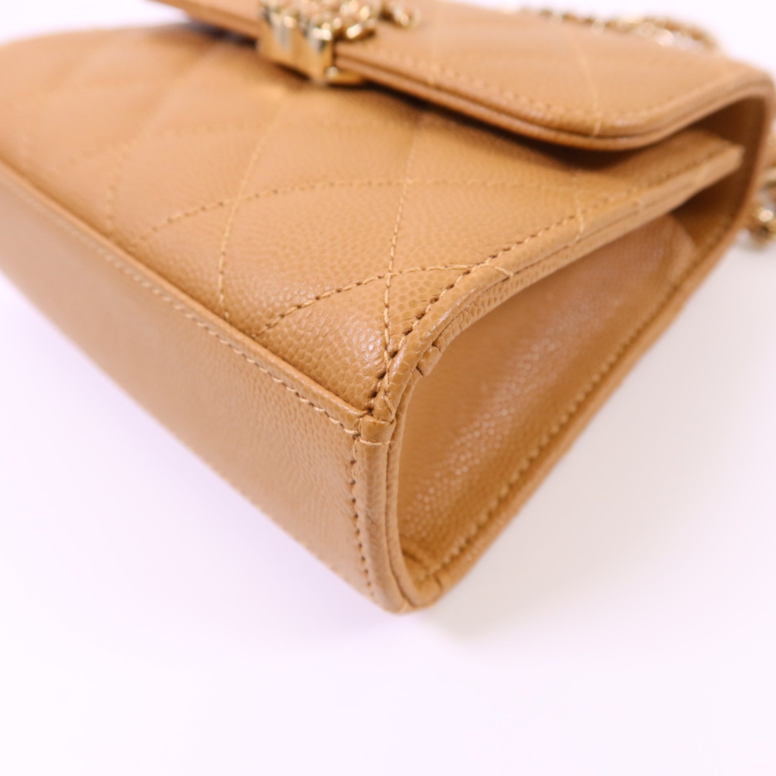 CHANEL 牛皮皮革Mini Top Handle Flap Bag金扣手挽肩背兩用袋