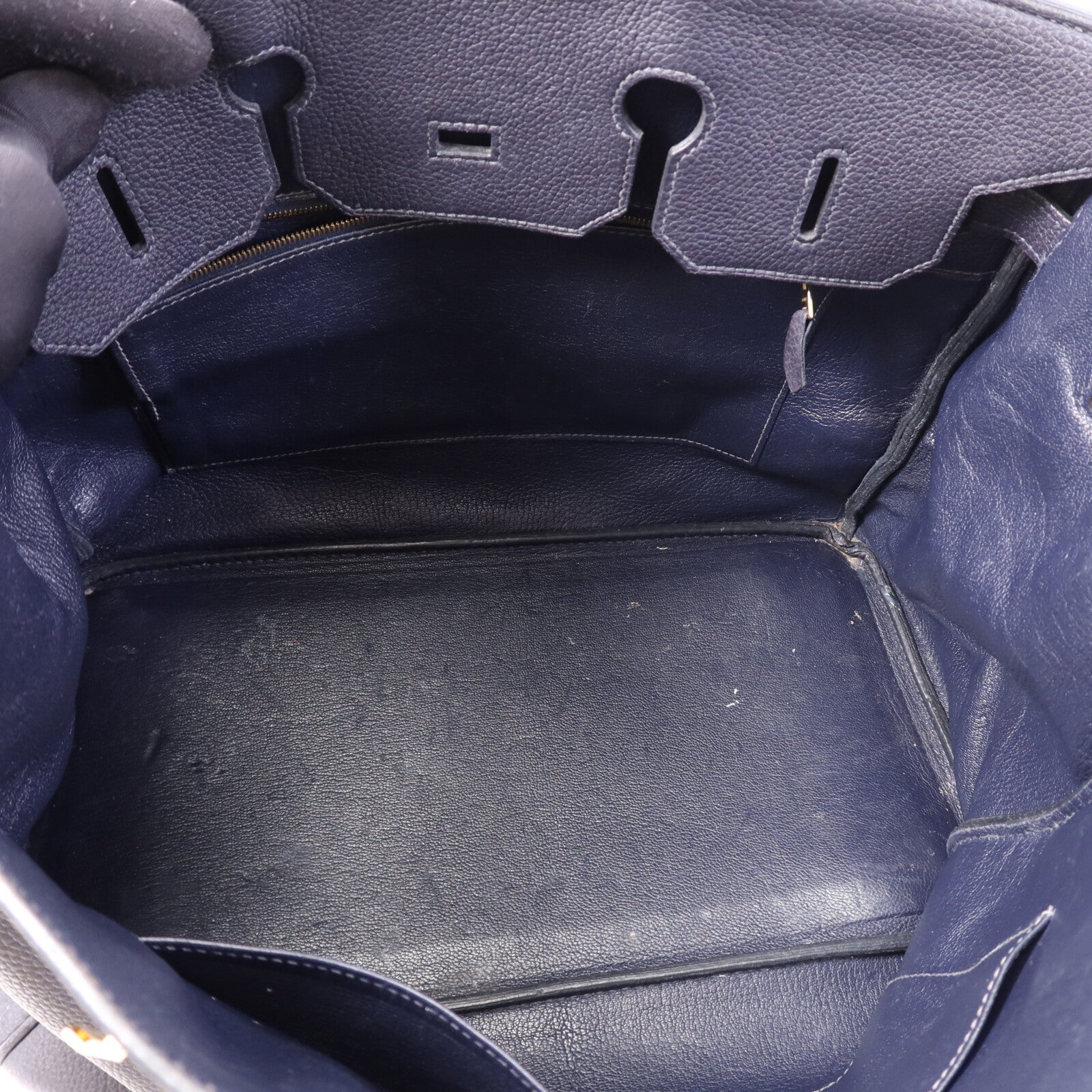 HERMES Togo皮革Birkin 35金扣手挽袋Bleu Obscur