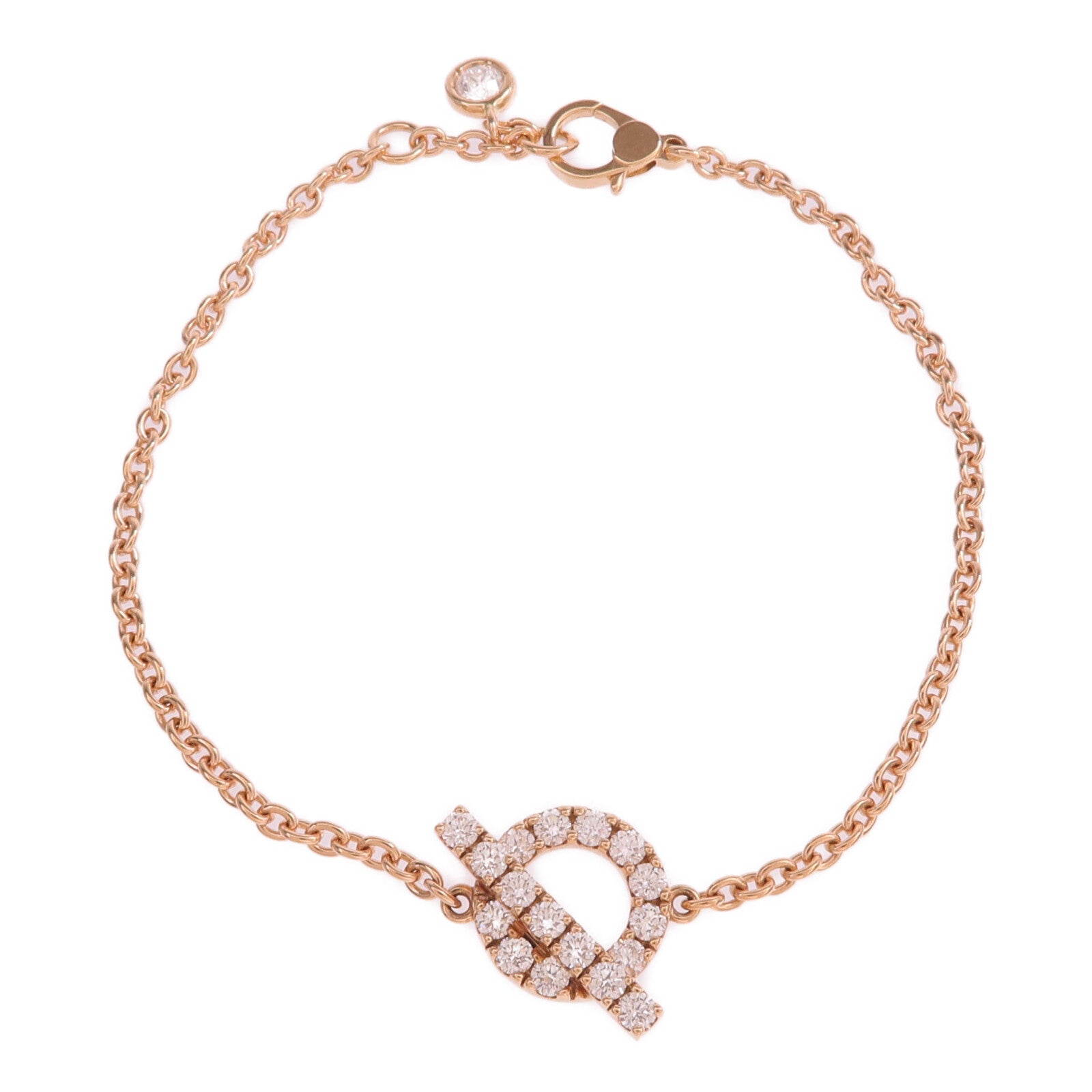 HERMES 18K玫瑰金Finesse Bracelet鑽石手鏈