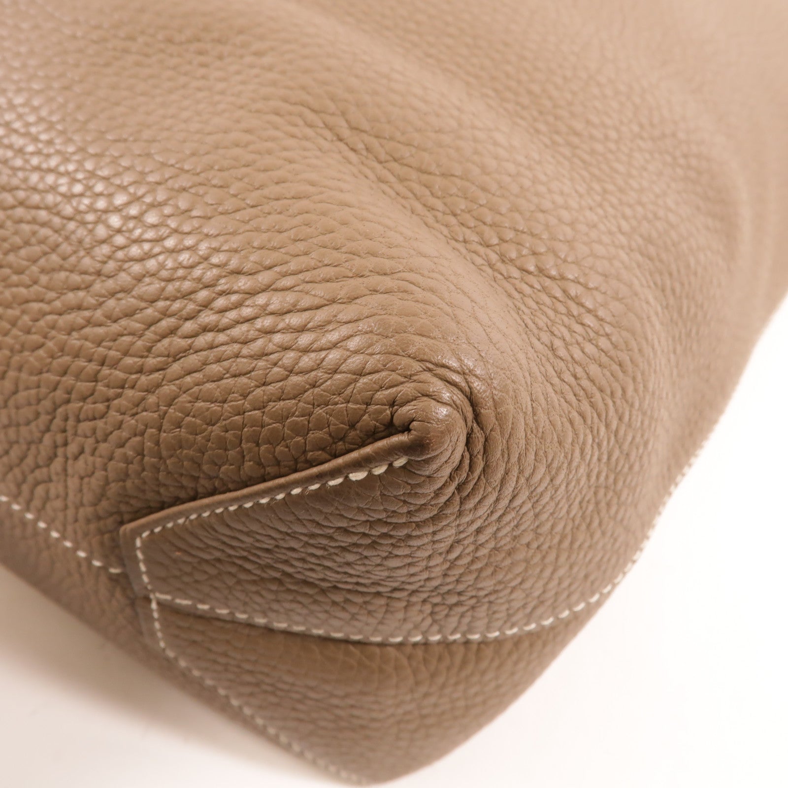 HERMES Clemence皮革Double Sens 35肩背袋Etoupe/Malachite